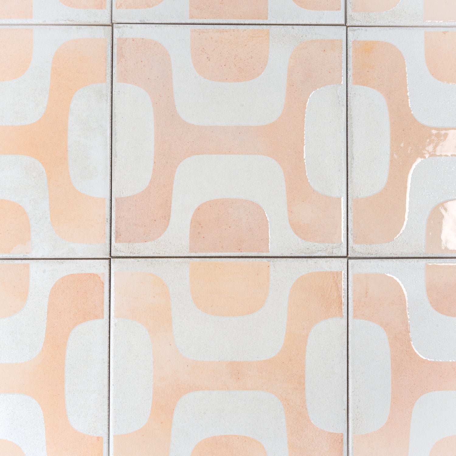 White Faded Terracotta 8x8 Matte, Glossy Square Motif Porcelain Tile (29 pack, 12.49 sq ft/case)