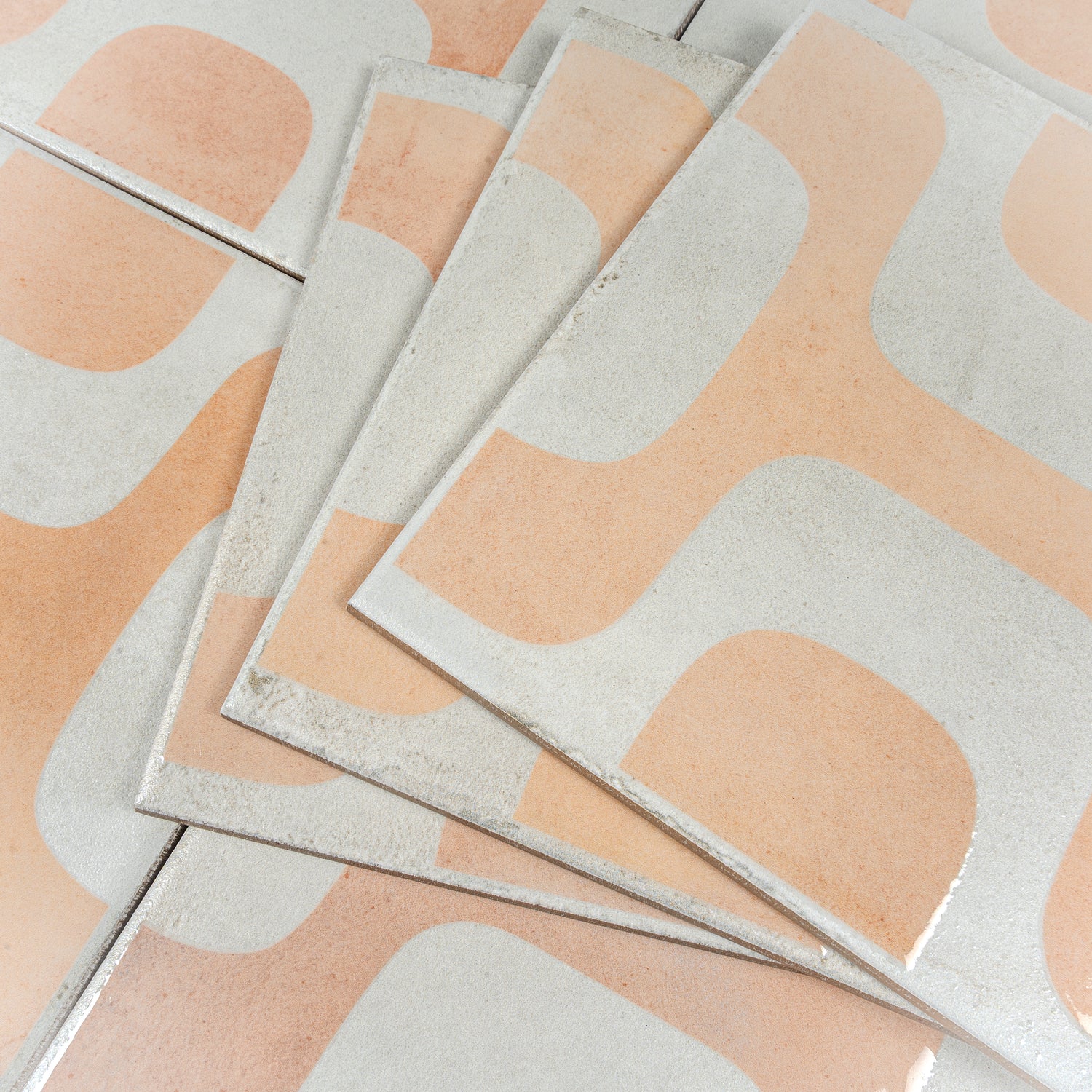 White Faded Terracotta 8x8 Matte, Glossy Square Motif Porcelain Tile (29 pack, 12.49 sq ft/case)