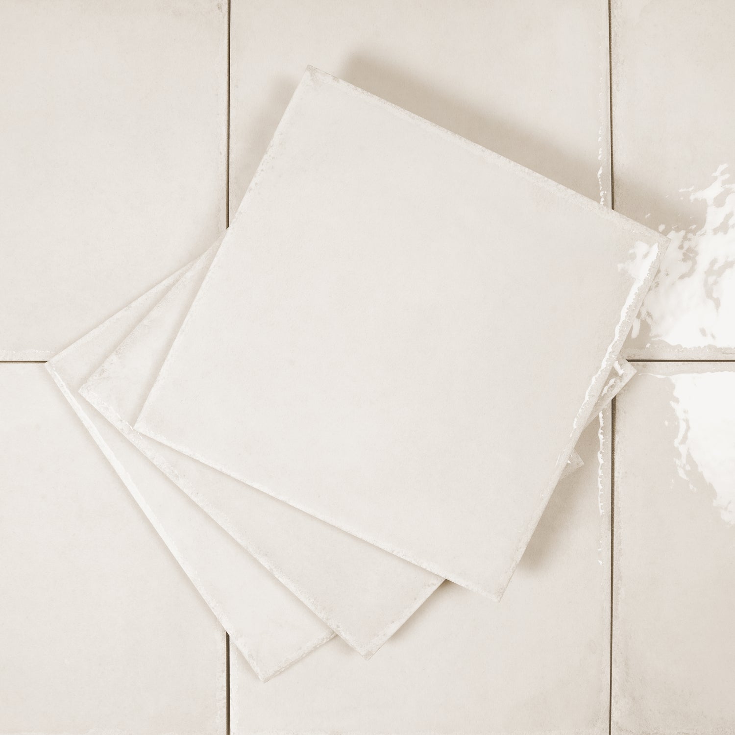 Cloud White 8x8 Glossy Zellige Square Subway Porcelain Tile (29 pack, 12.49 sq ft/case)