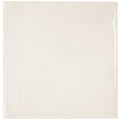 Glossy cloud white 8x8 porcelain zellige square tile with subtle texture and slightly distressed edges