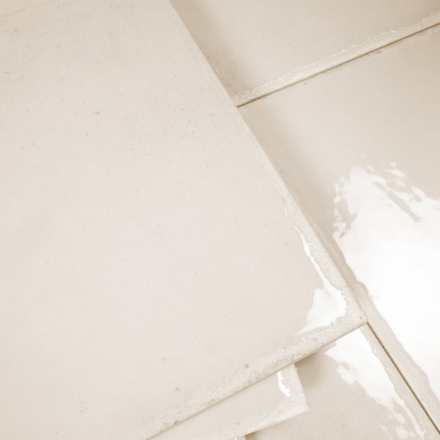 Warm Ivory 8x8 Glossy Zellige Square Subway Porcelain Tile (29 pack, 12.49 sq ft/case)