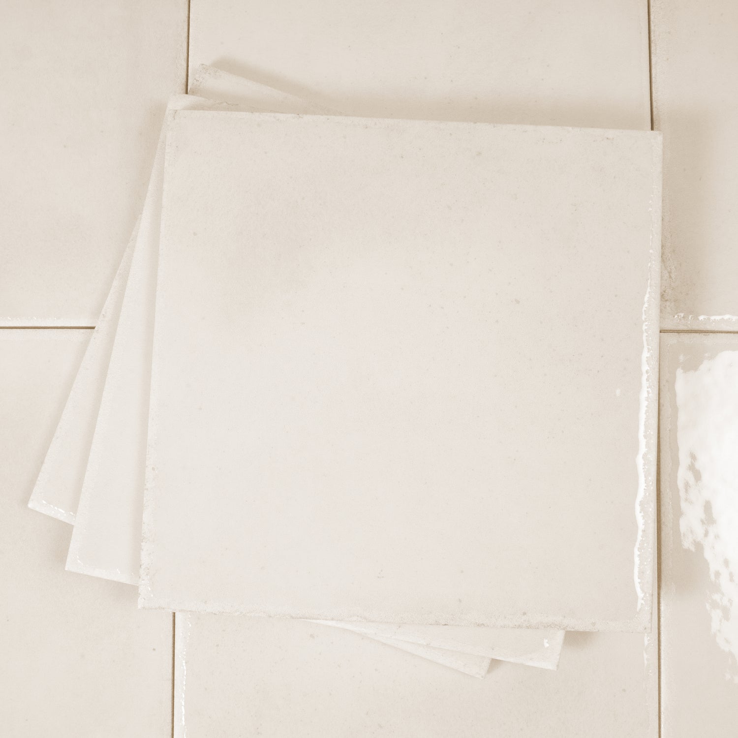 Warm Ivory 8x8 Glossy Zellige Square Subway Porcelain Tile (29 pack, 12.49 sq ft/case)