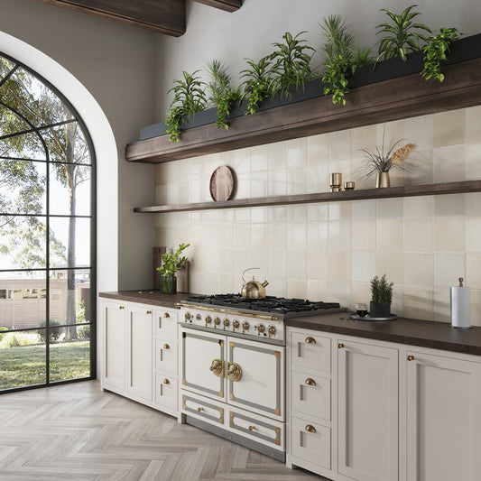 Warm Ivory 8x8 Glossy Zellige Square Subway Porcelain Tile (29 pack, 12.49 sq ft/case)