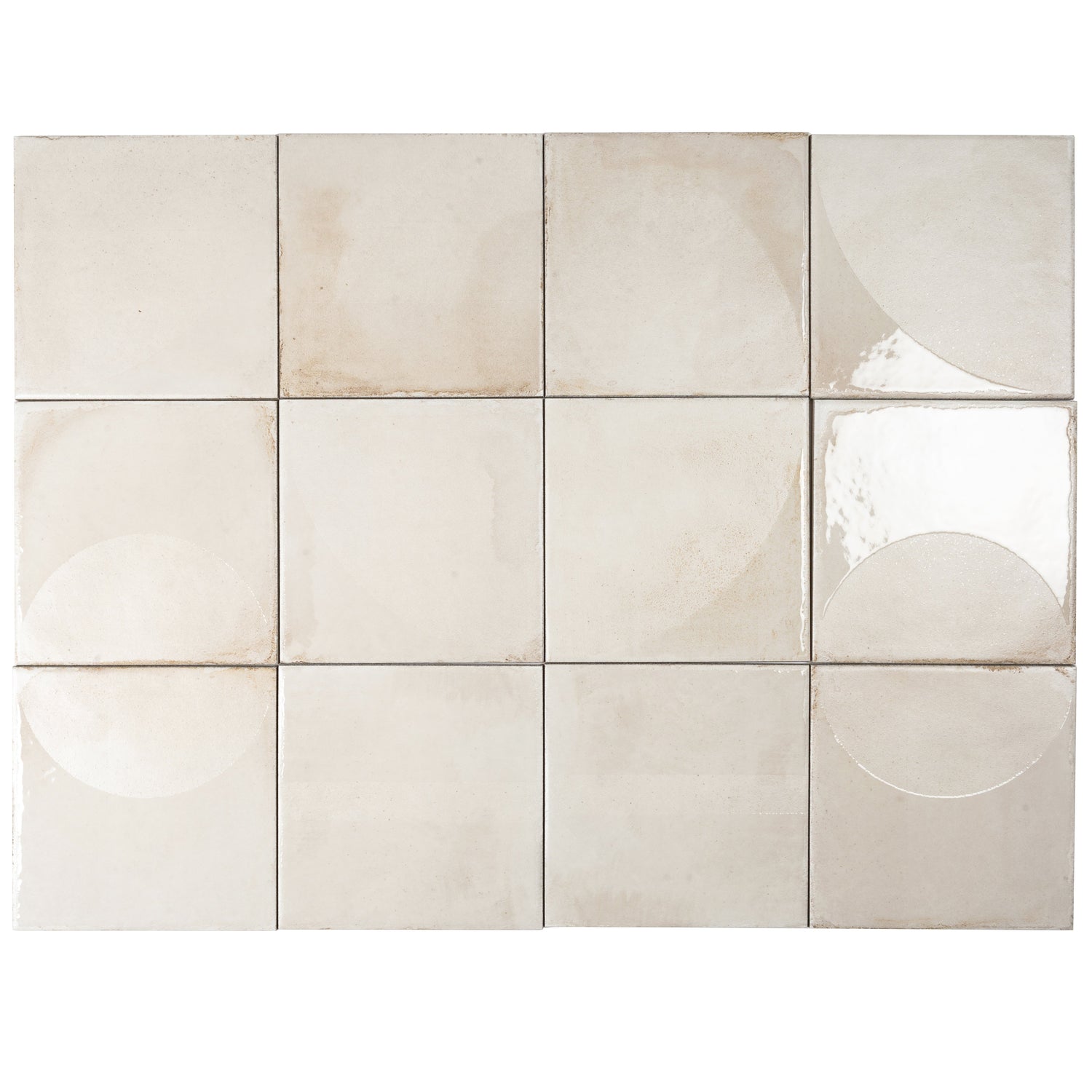 Cadence 8x8 Warm Ivory Porcelain Square Motif Wall and Floor Tile (29 Pack, 12.49 sq ft/case) - Sample