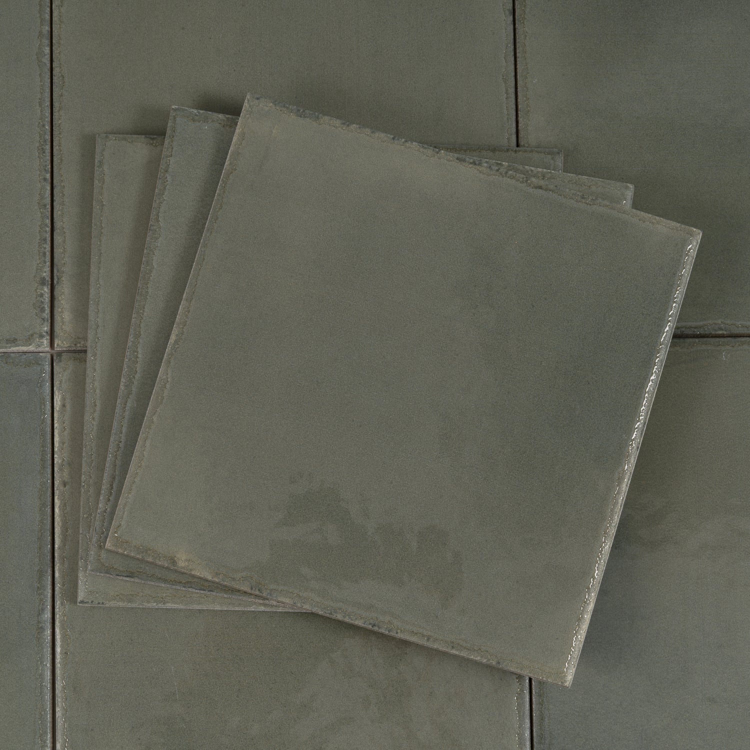Dark Moss Green 8x8 Glossy Zellige Square Subway Porcelain Tile (29 pack, 12.49 sq ft/case)