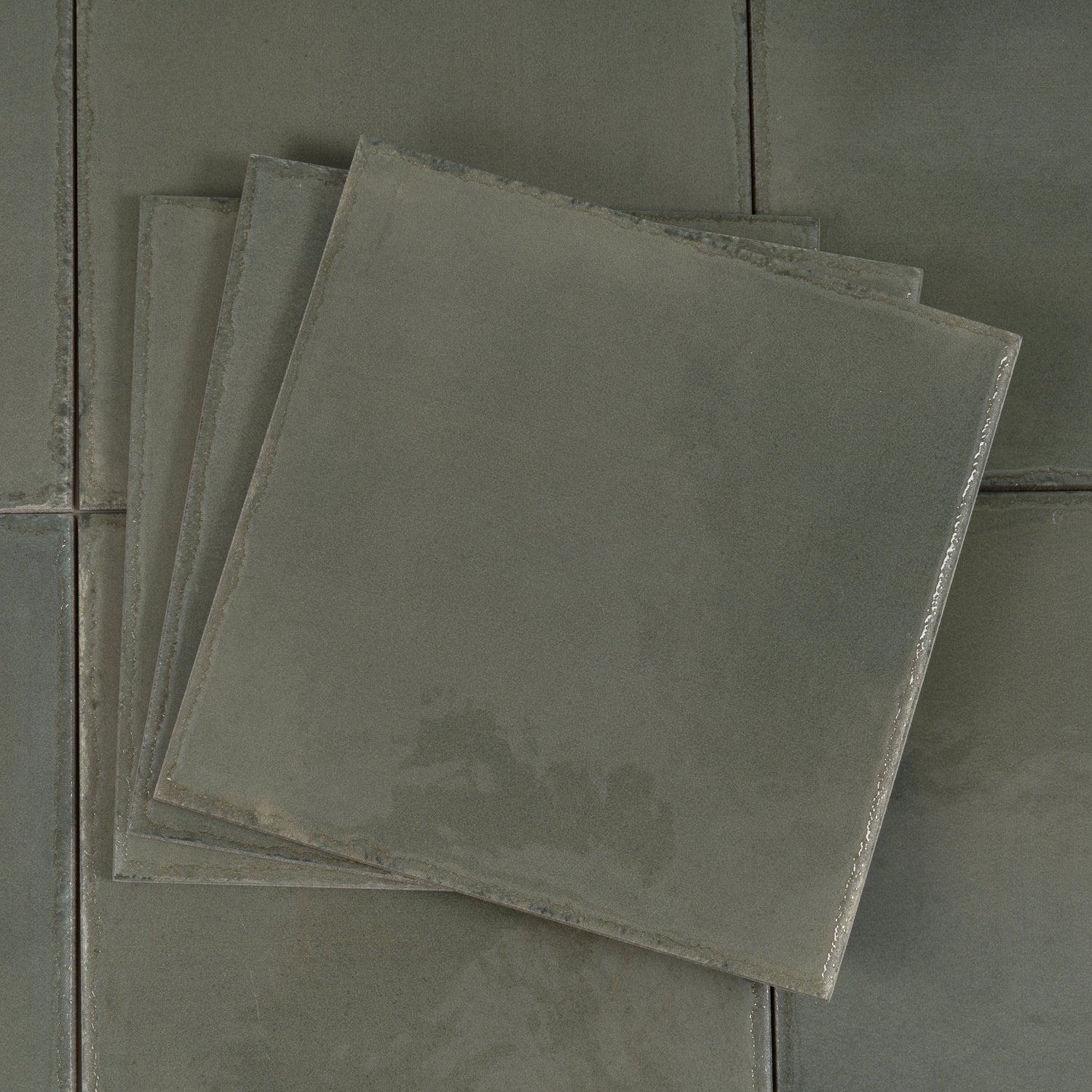 Cadence 8x8 Dark Moss Green Porcelain Zellige Square Wall and Floor Tile (29 Pack, 12.49 sq ft/case) - Sample