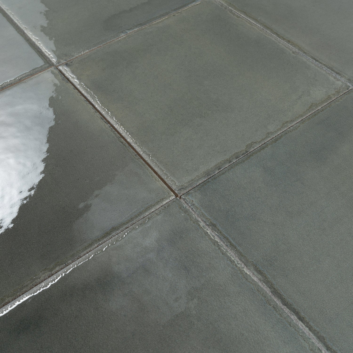 Dark Moss Green 8x8 Glossy Zellige Square Subway Porcelain Tile (29 pack, 12.49 sq ft/case)