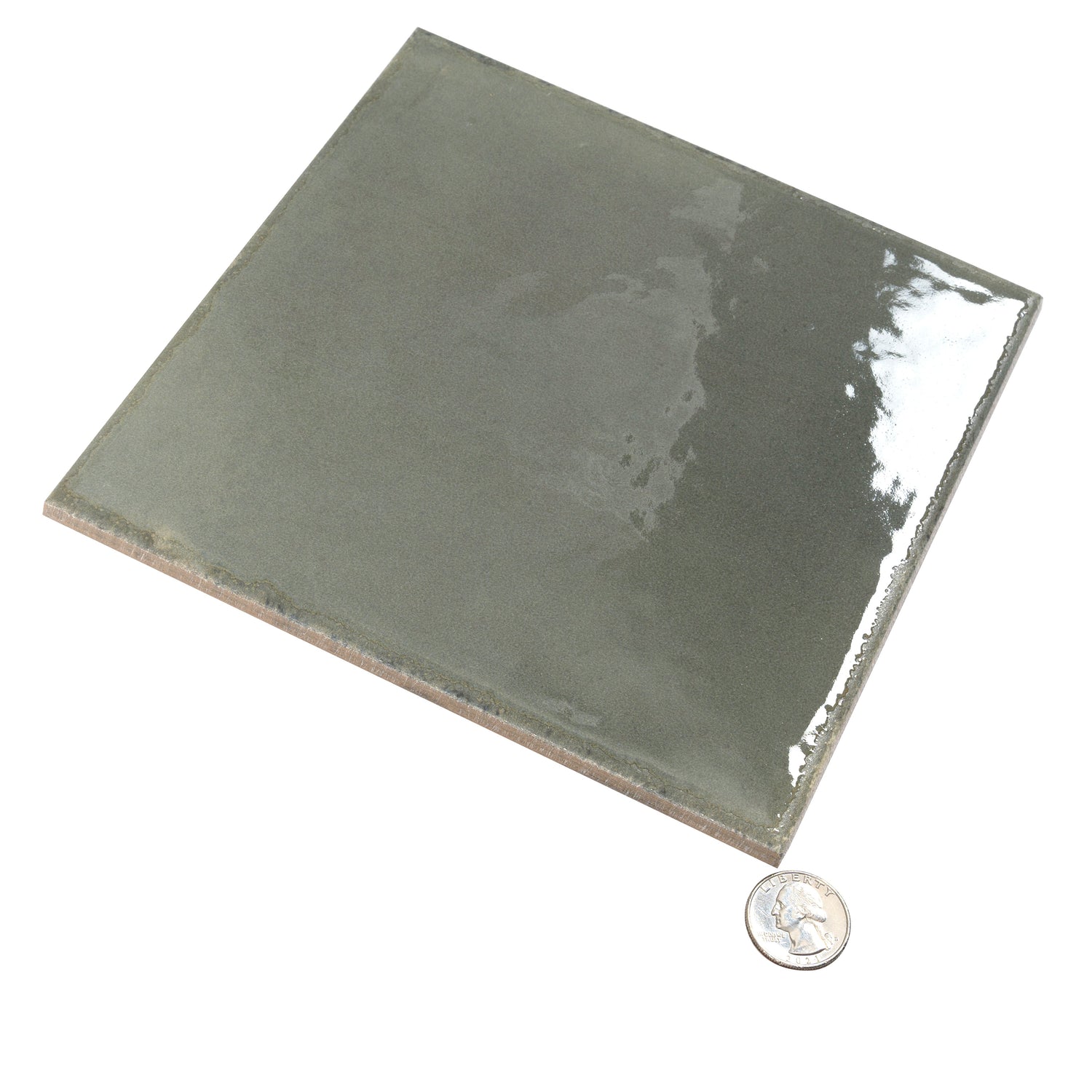 Cadence 8x8 Dark Moss Green Porcelain Zellige Square Wall and Floor Tile (29 Pack, 12.49 sq ft/case) - Sample