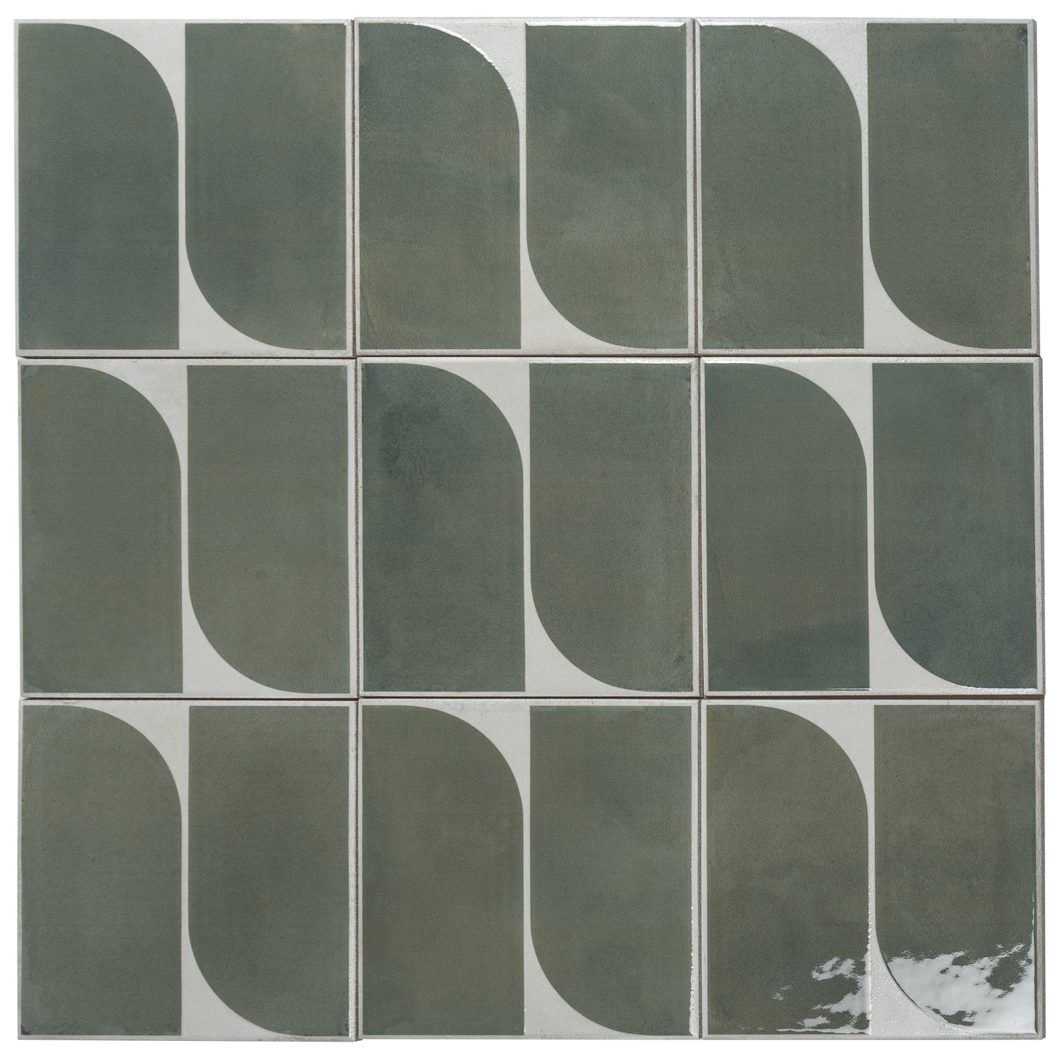 Cadence 8x8 Sage Green Gray Porcelain Square Motif Wall and Floor Tile (29 Pack, 12.49 sq ft/case) - Sample