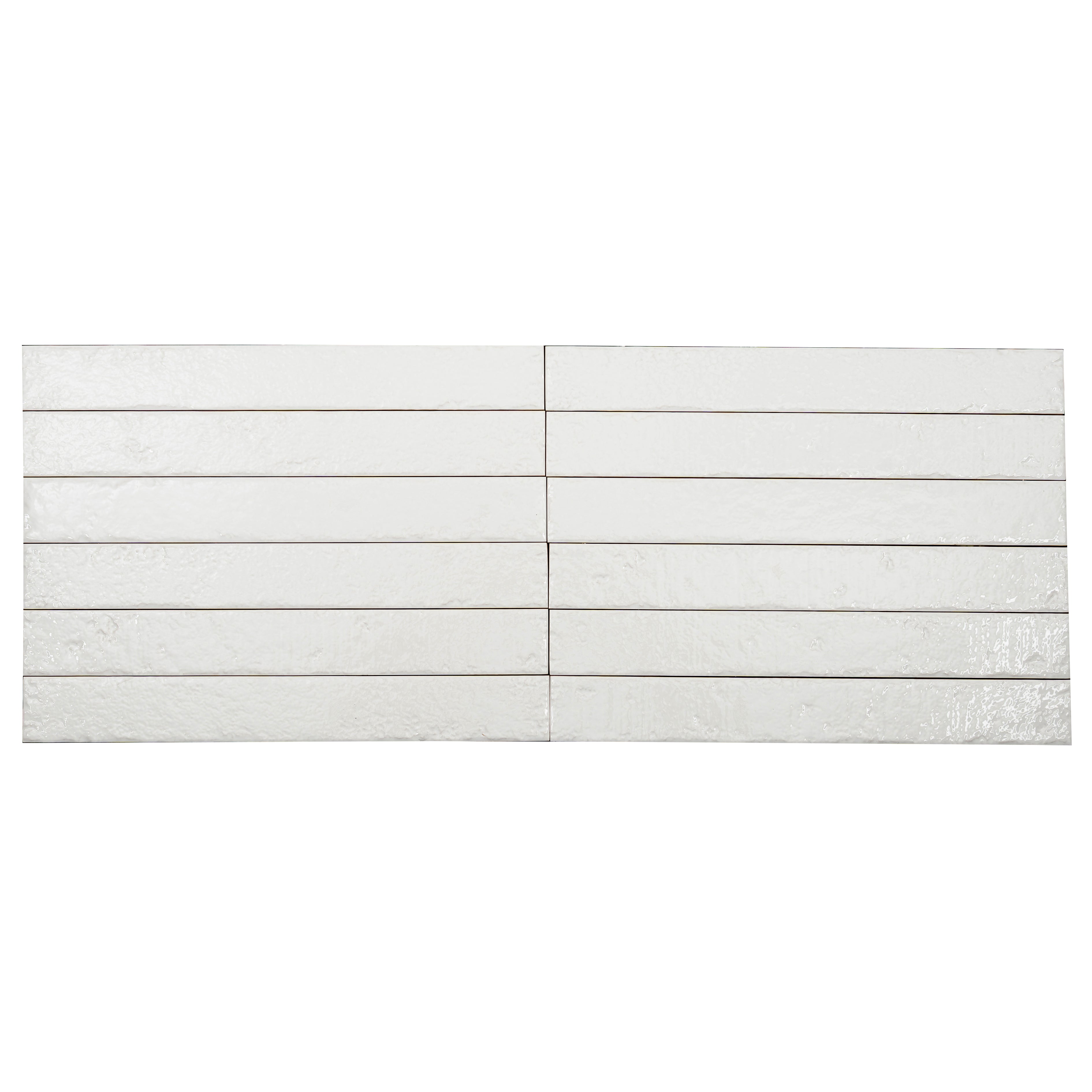 Soft White 2x16 Glossy Zellige Subway Ceramic Tile (50 pack, 10.76