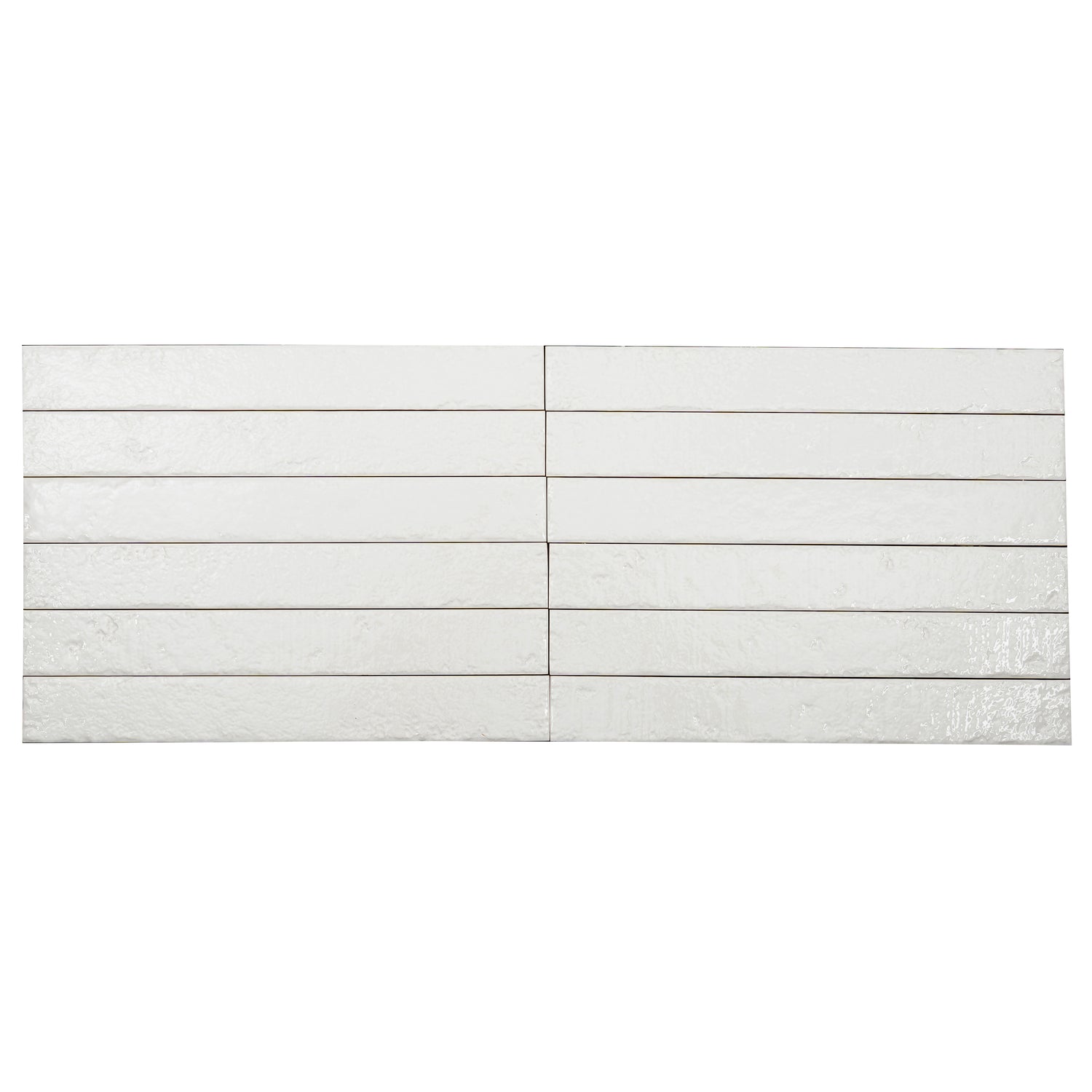 Soft White 2x16 Glossy Zellige Subway Ceramic Tile (50 pack, 10.76 sq ft/case)