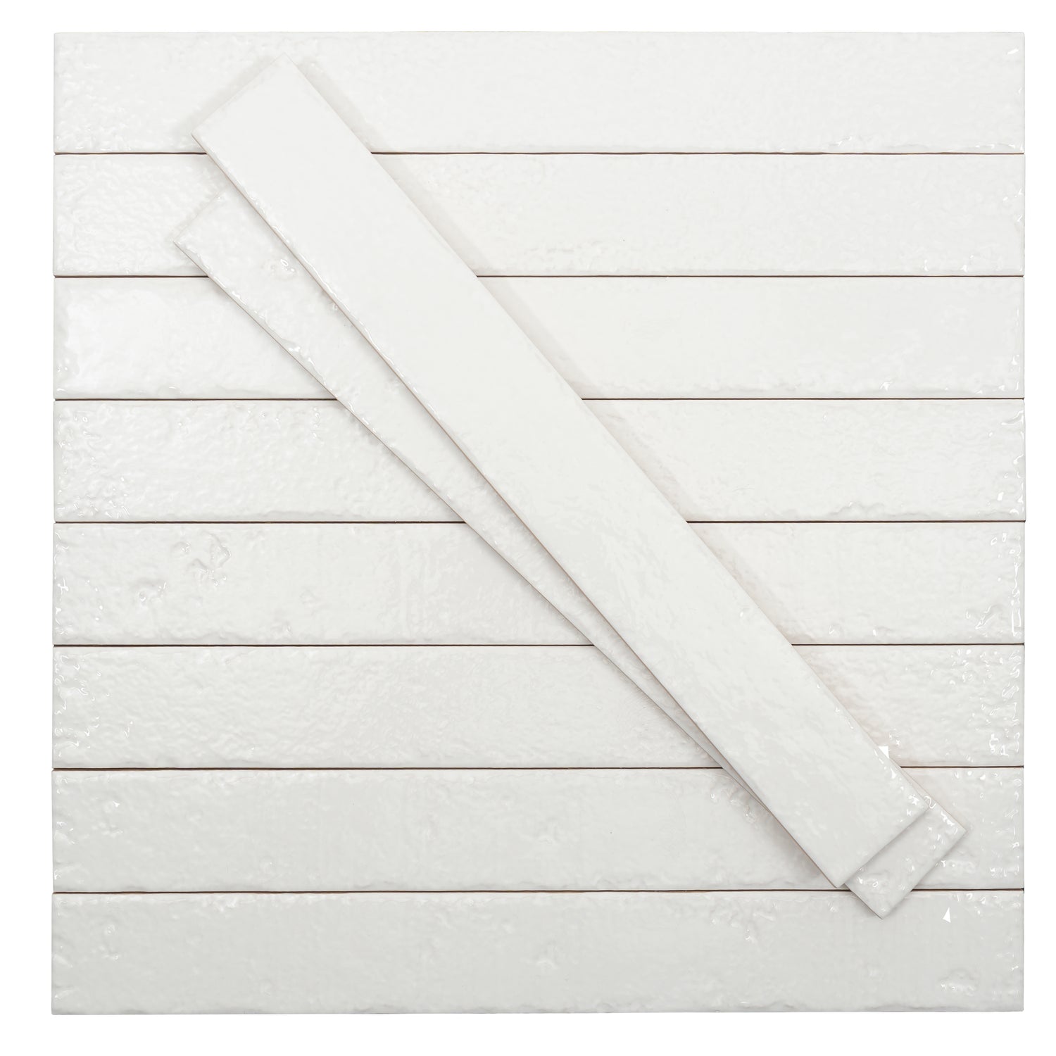 Soft White 2x16 Glossy Zellige Subway Ceramic Tile (50 pack, 10.76 sq ft/case)