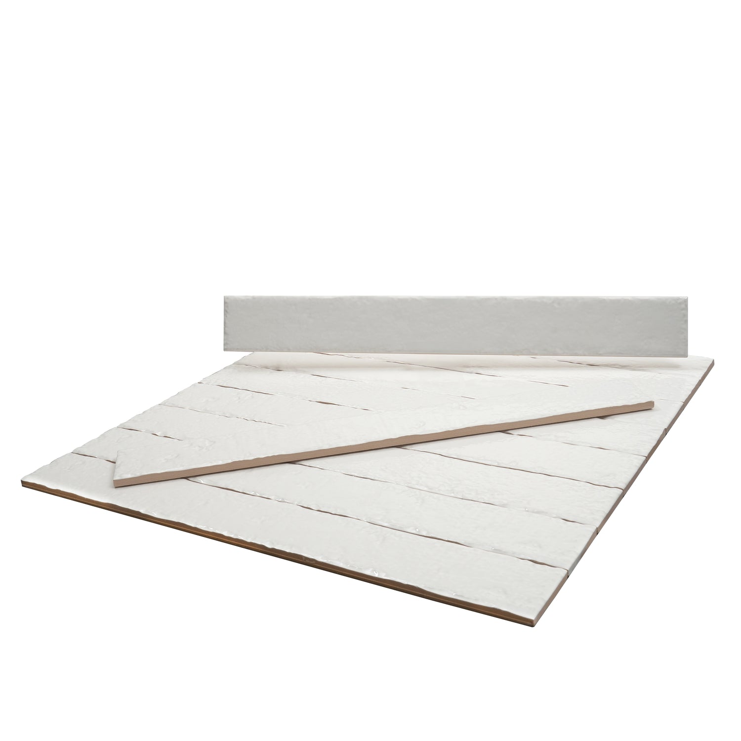 Soft White 2x16 Glossy Zellige Subway Ceramic Tile (50 pack, 10.76 sq ft/case)