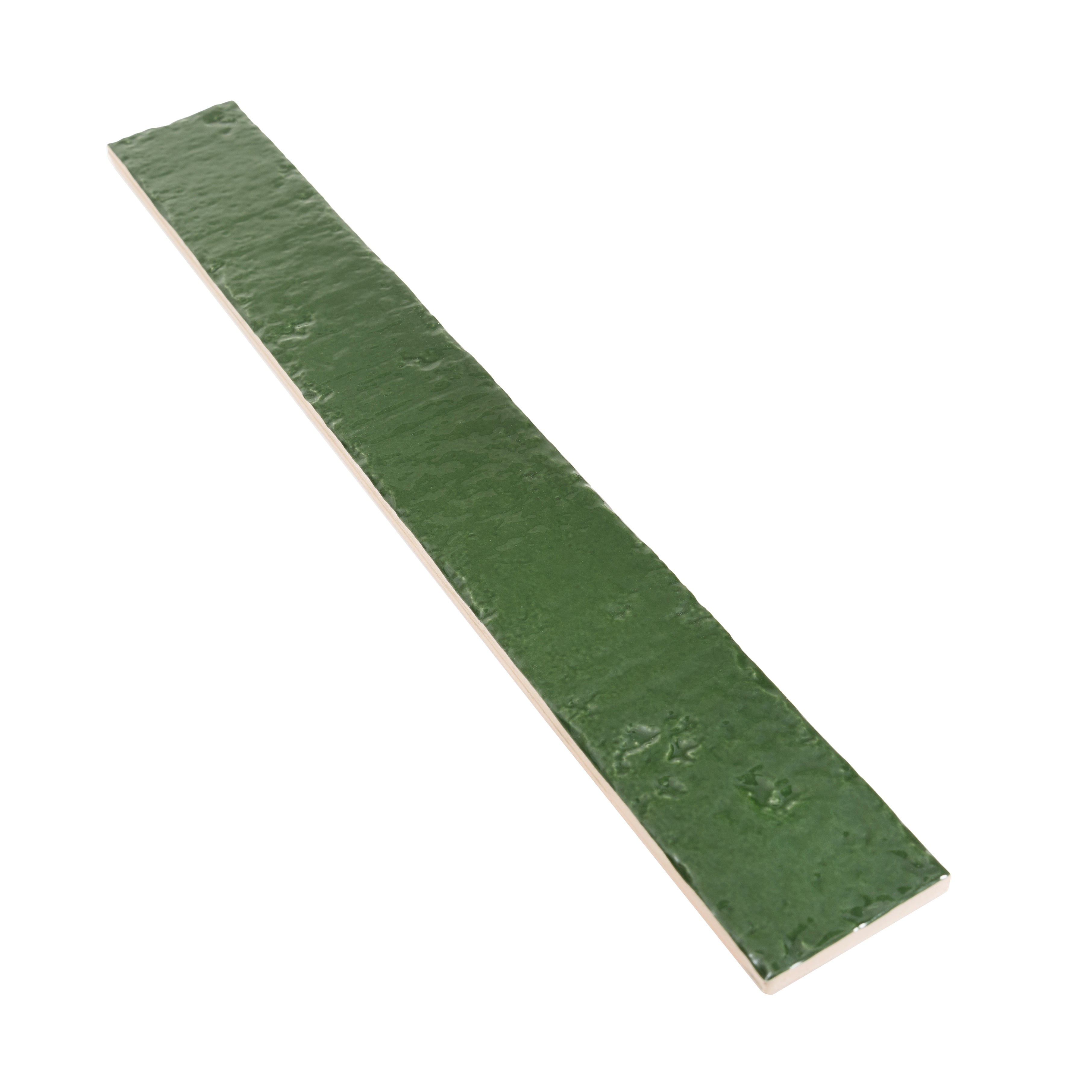 Tropical Green 2x16 Glossy Zellige Subway Ceramic Tile (50 pack