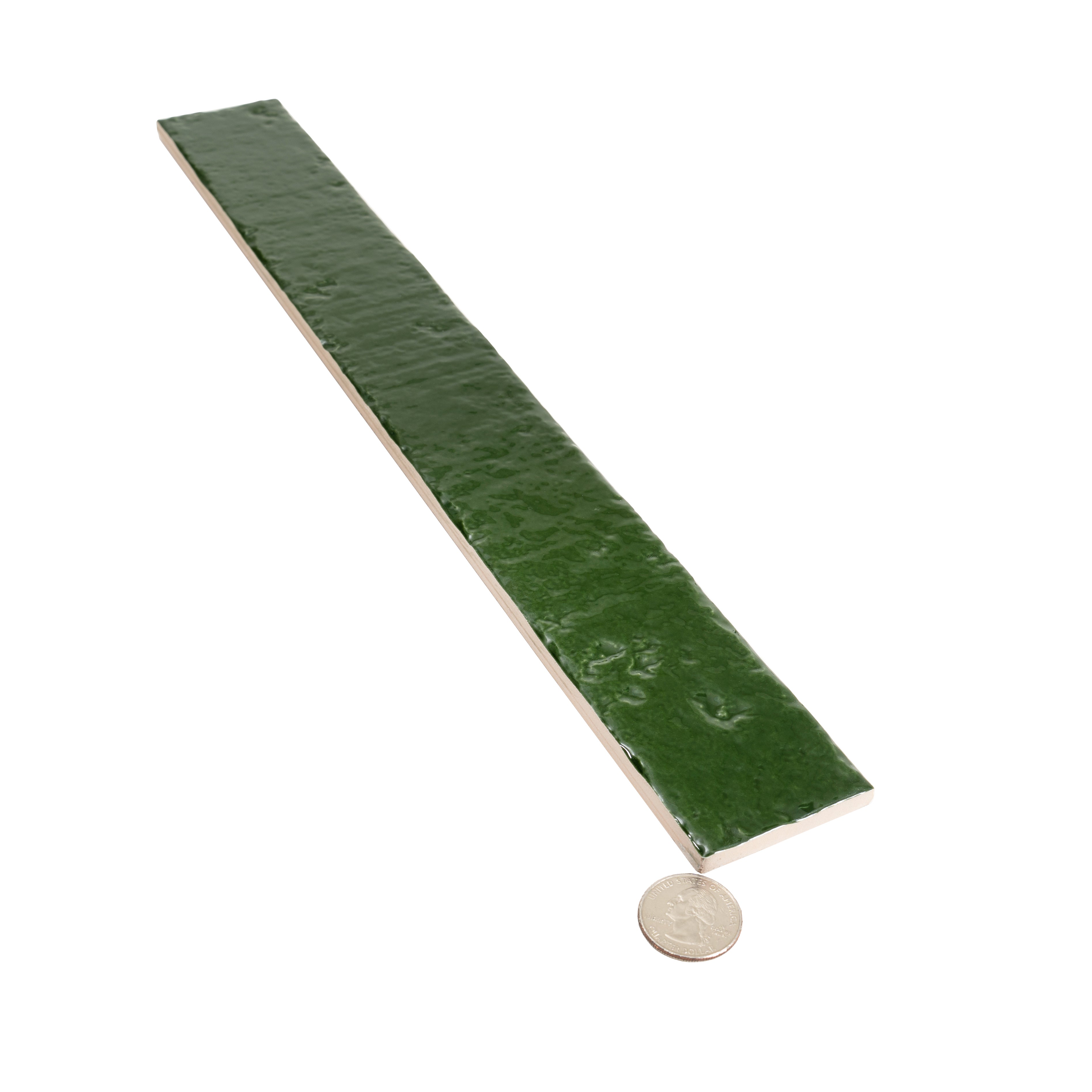 Tropical Green 2x16 Glossy Zellige Subway Ceramic Tile (50 pack