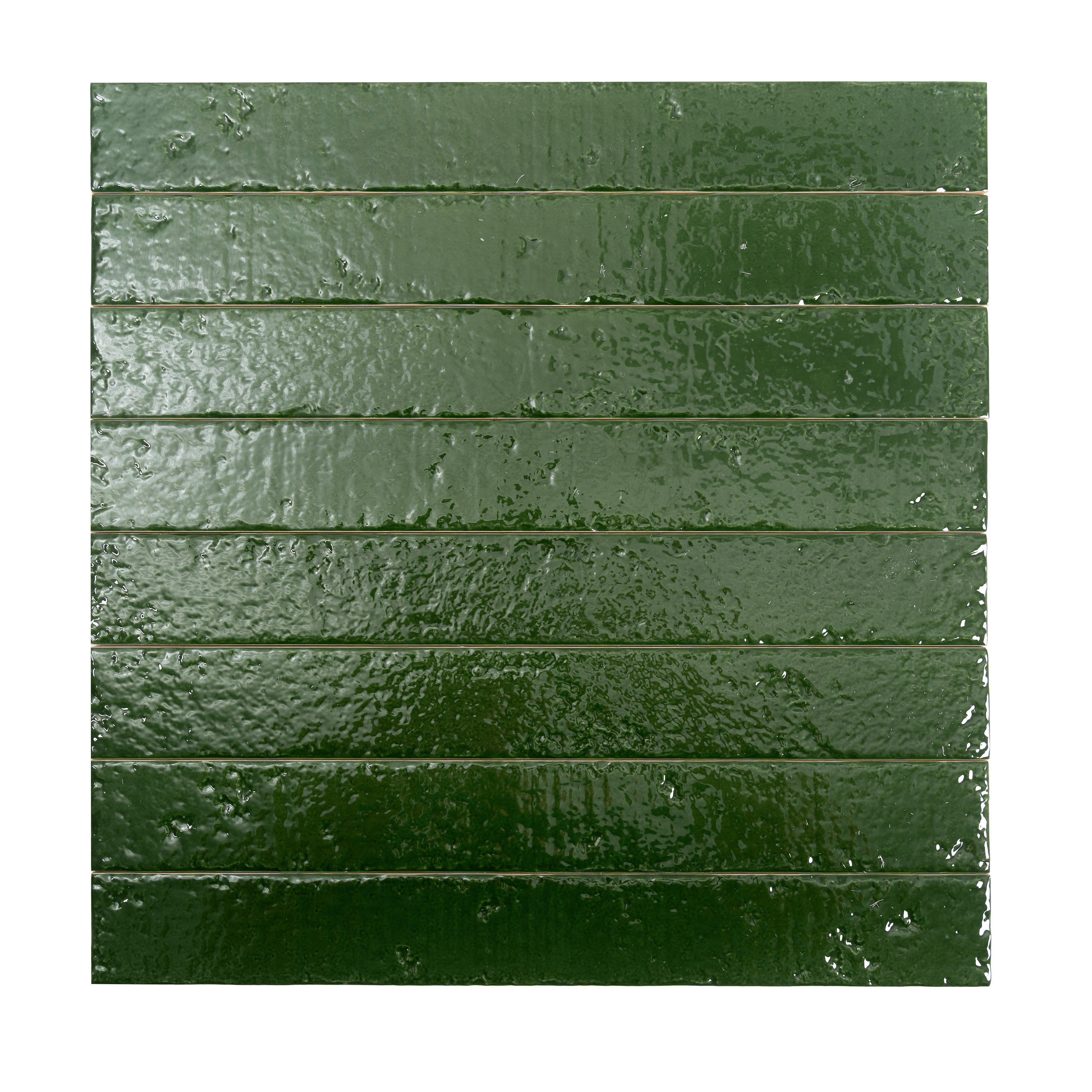 Tropical Green 2x16 Glossy Zellige Subway Ceramic Tile (50 pack
