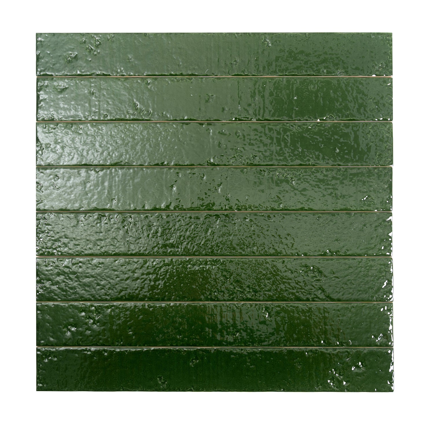 Valenza 2x16 Tropical Green Ceramic Zellige Subway Wall Tile (50 Pack, 10.76 sq ft/case) - Sample