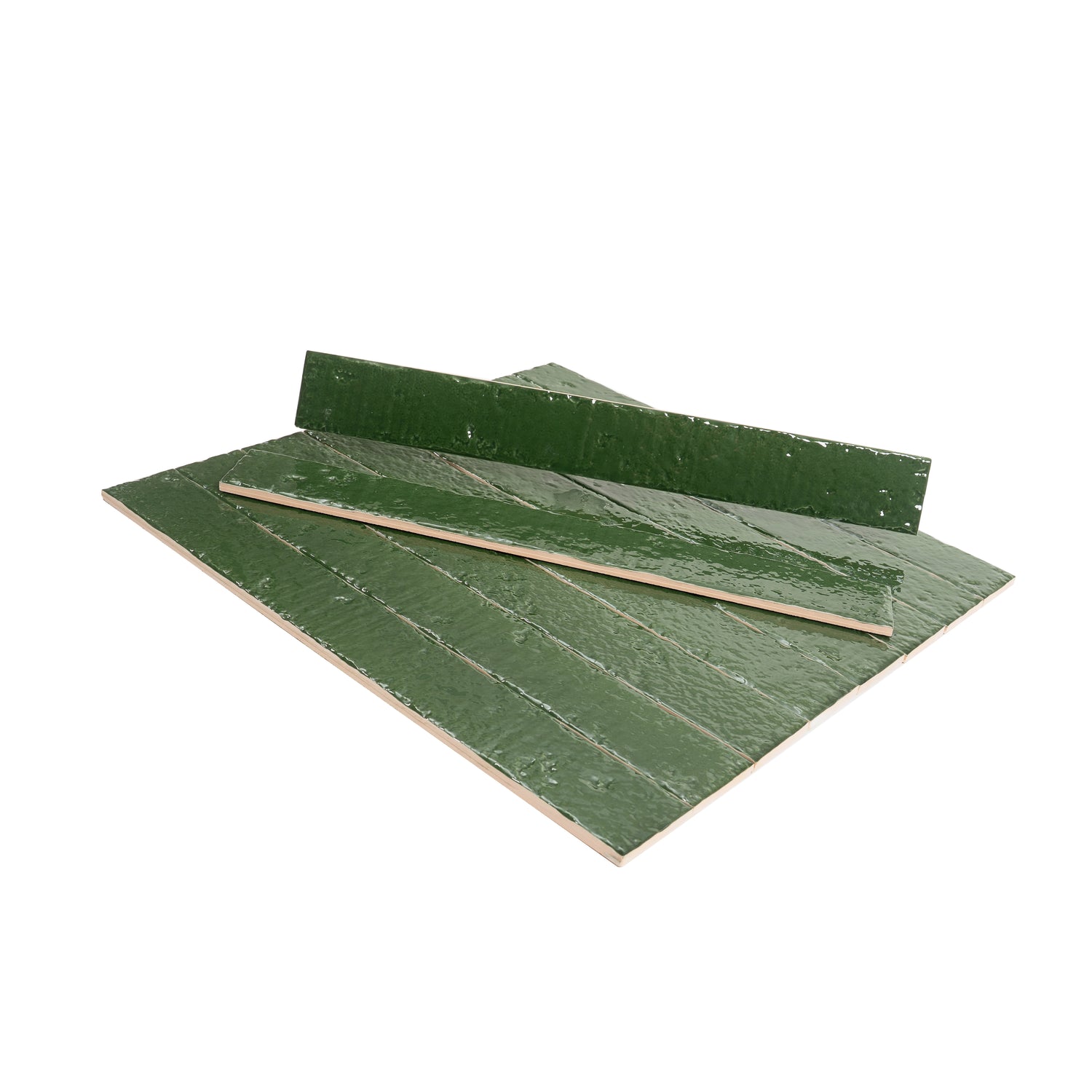 Tropical Green 2x16 Glossy Zellige Subway Ceramic Tile (50 pack, 10.76 sq ft/case)