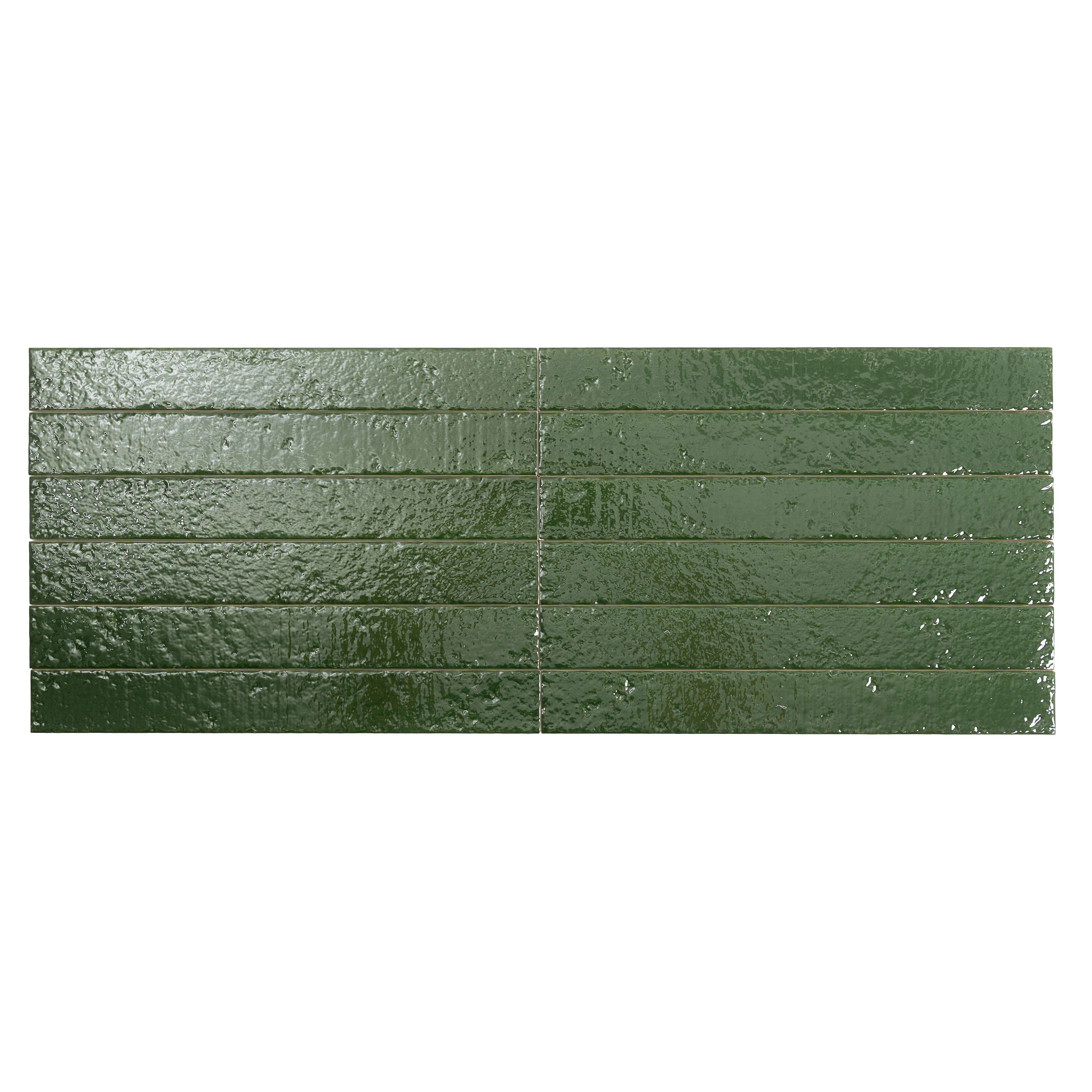 Tropical Green 2x16 Glossy Zellige Subway Ceramic Tile (50 pack