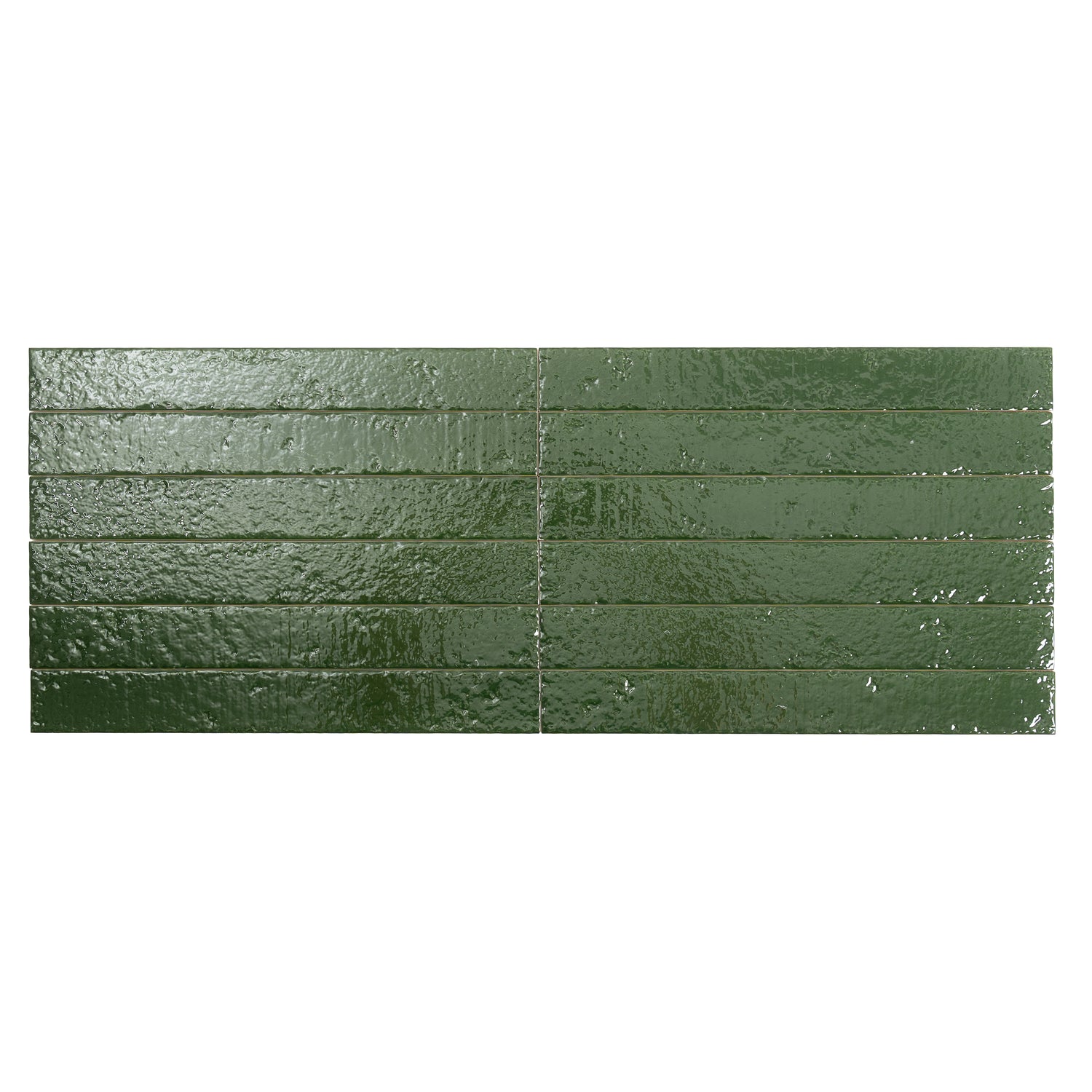 Tropical Green 2x16 Glossy Zellige Subway Ceramic Tile (50 pack, 10.76 sq ft/case)