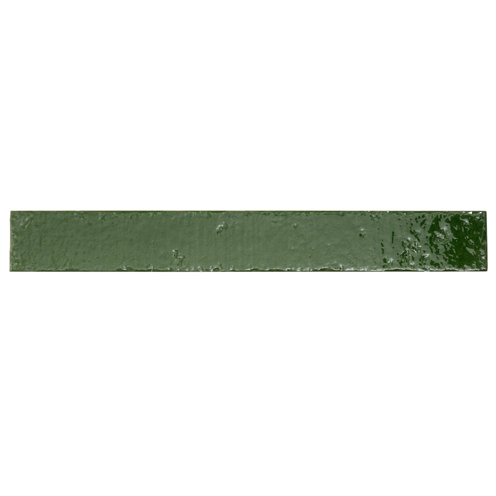 Glossy Zellige subway ceramic tile in a bright tropical green tone