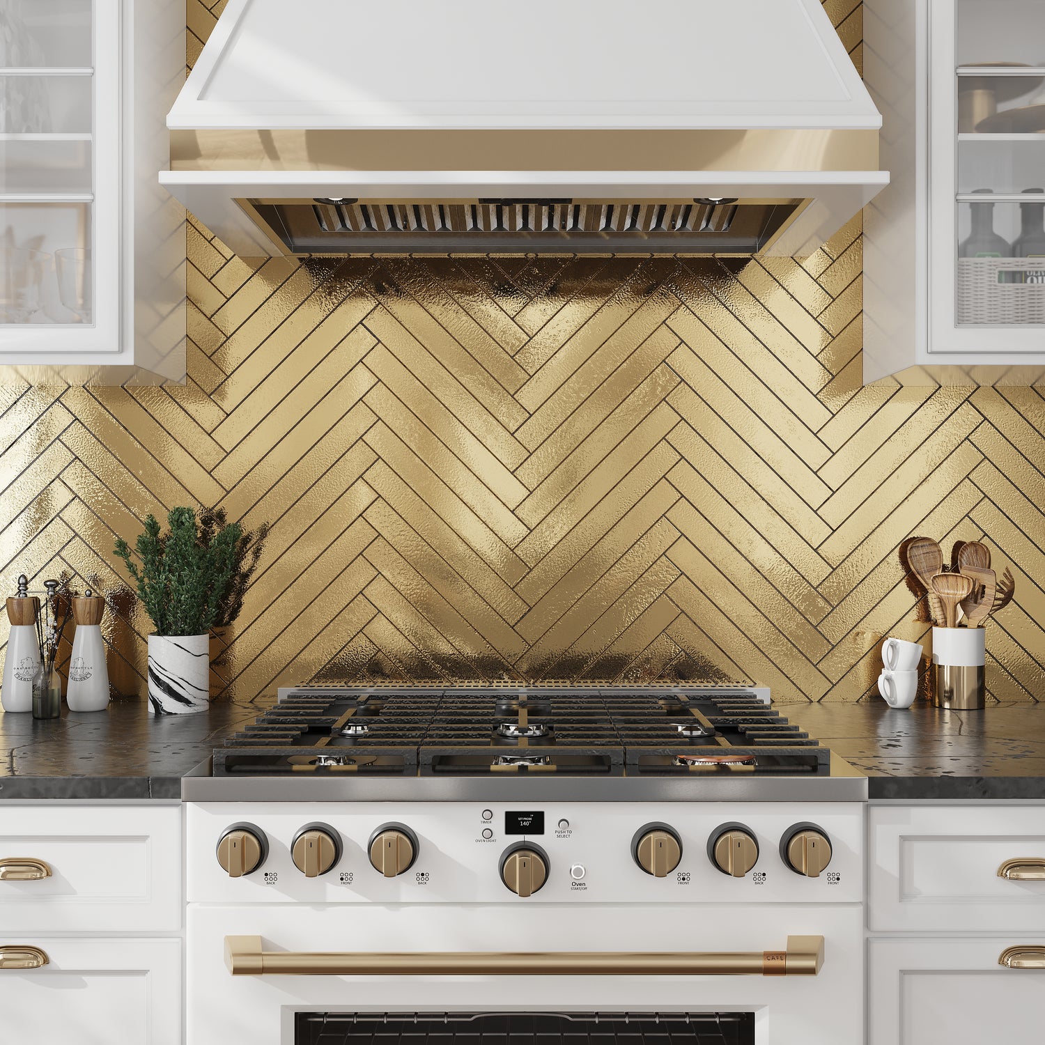 Brushed Gold 2x16 Glossy Zellige Subway Ceramic Tile (50 pack, 10.76 sq ft/case)