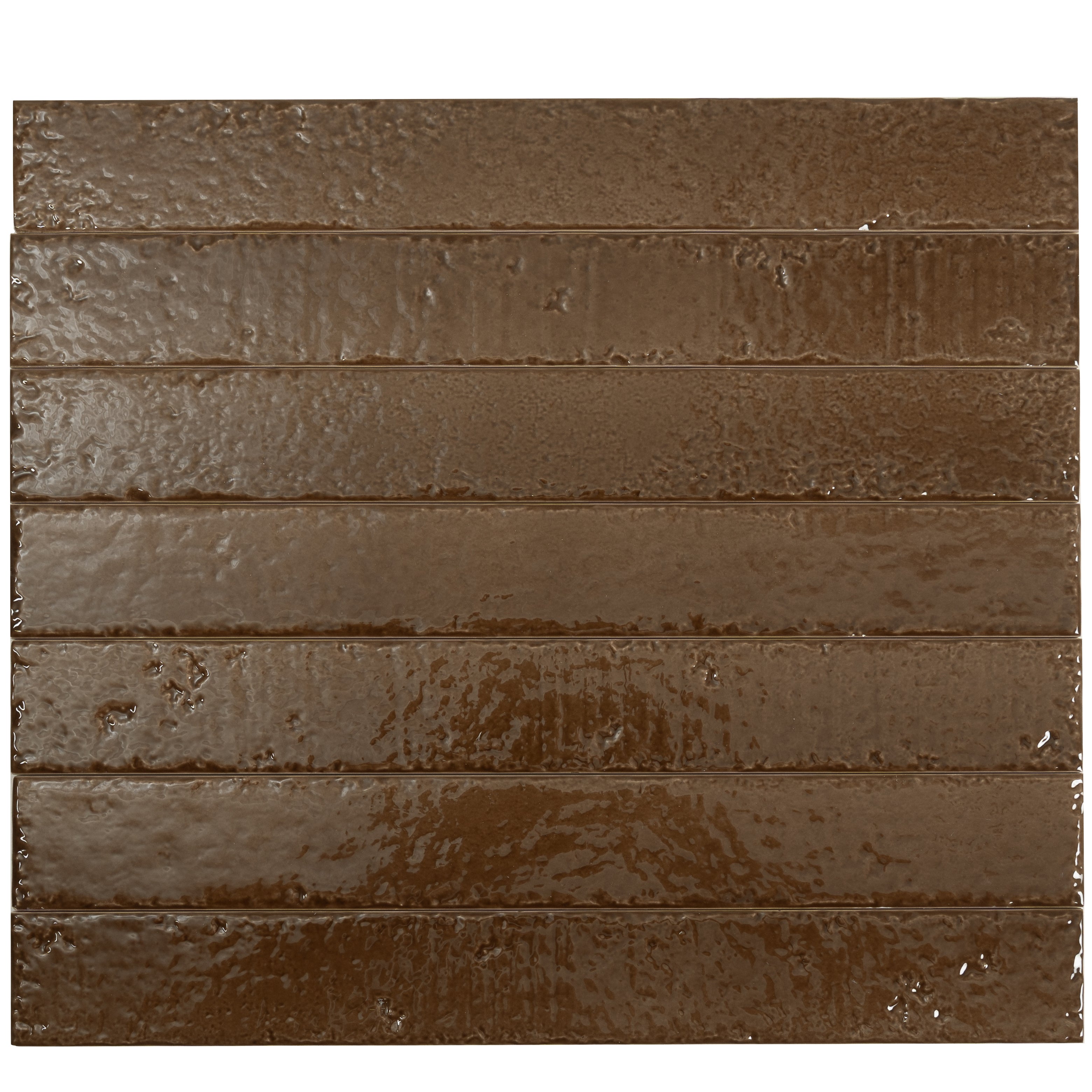 茶 teressa Terra Mocha 2x16 Glossy Zellige Subway Ceramic Tile (50 pack