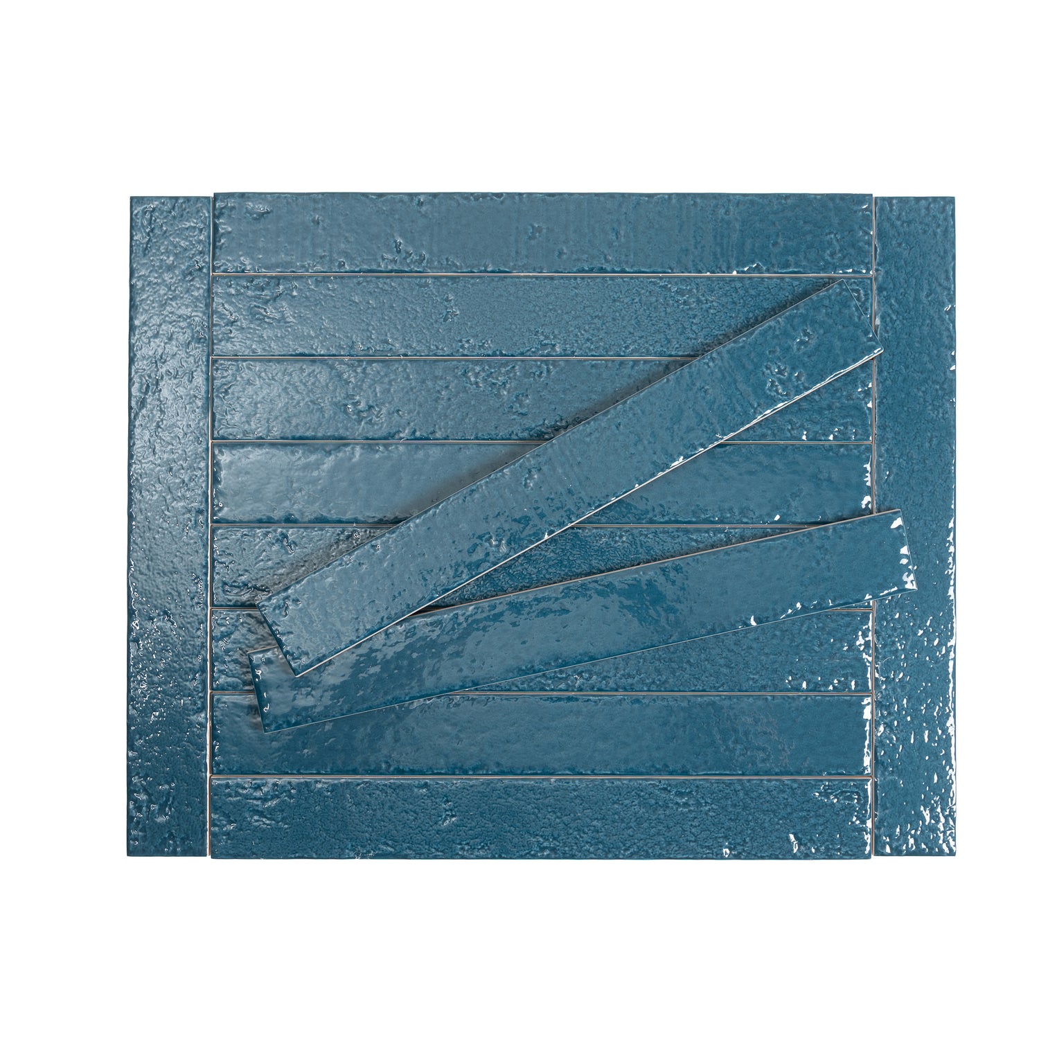Teal Green 2x16 Glossy Zellige Subway Ceramic Tile (50 pack, 10.76 sq ft/case)