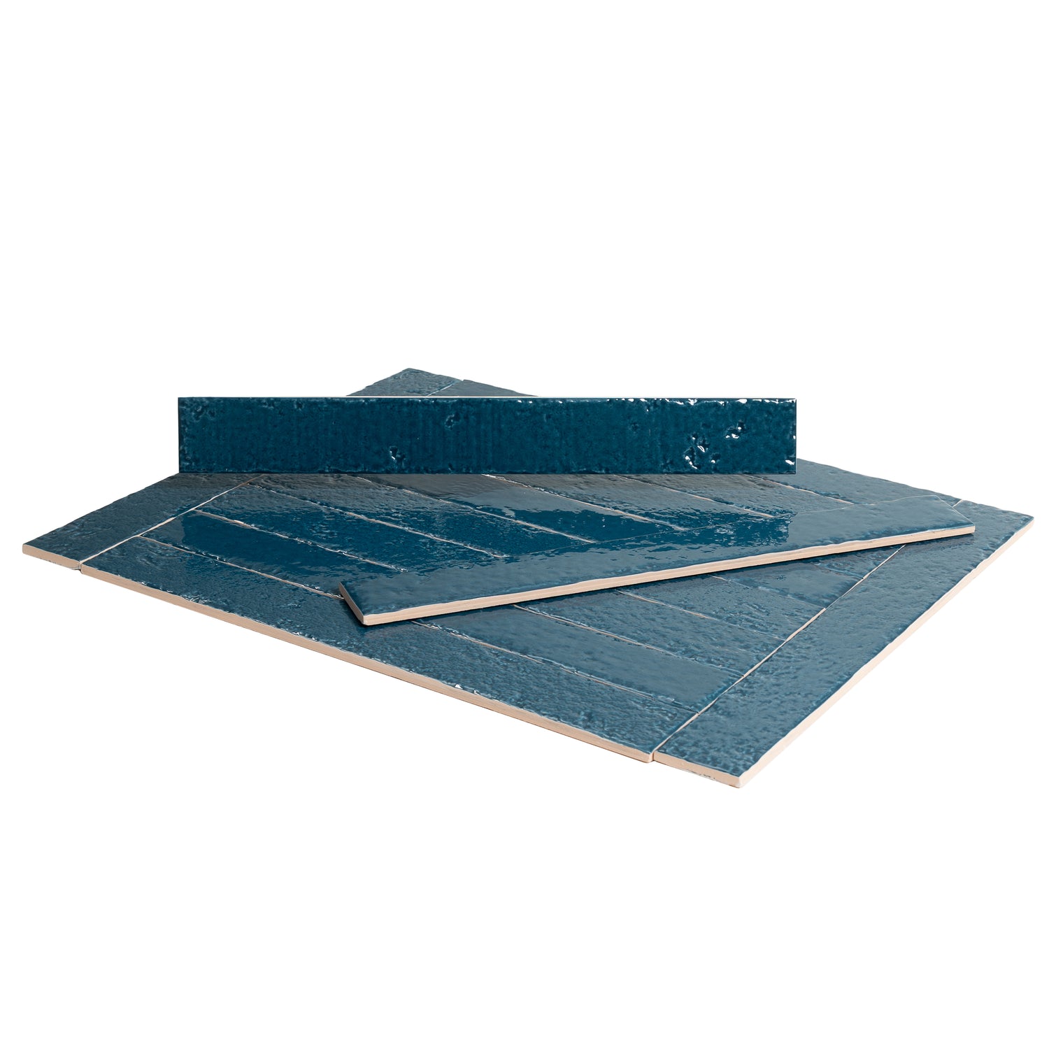 Teal Green 2x16 Glossy Zellige Subway Ceramic Tile (50 pack, 10.76 sq ft/case)