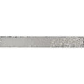 Glossy silver metallic 2x16 ceramic zellige subway tile with textured surface