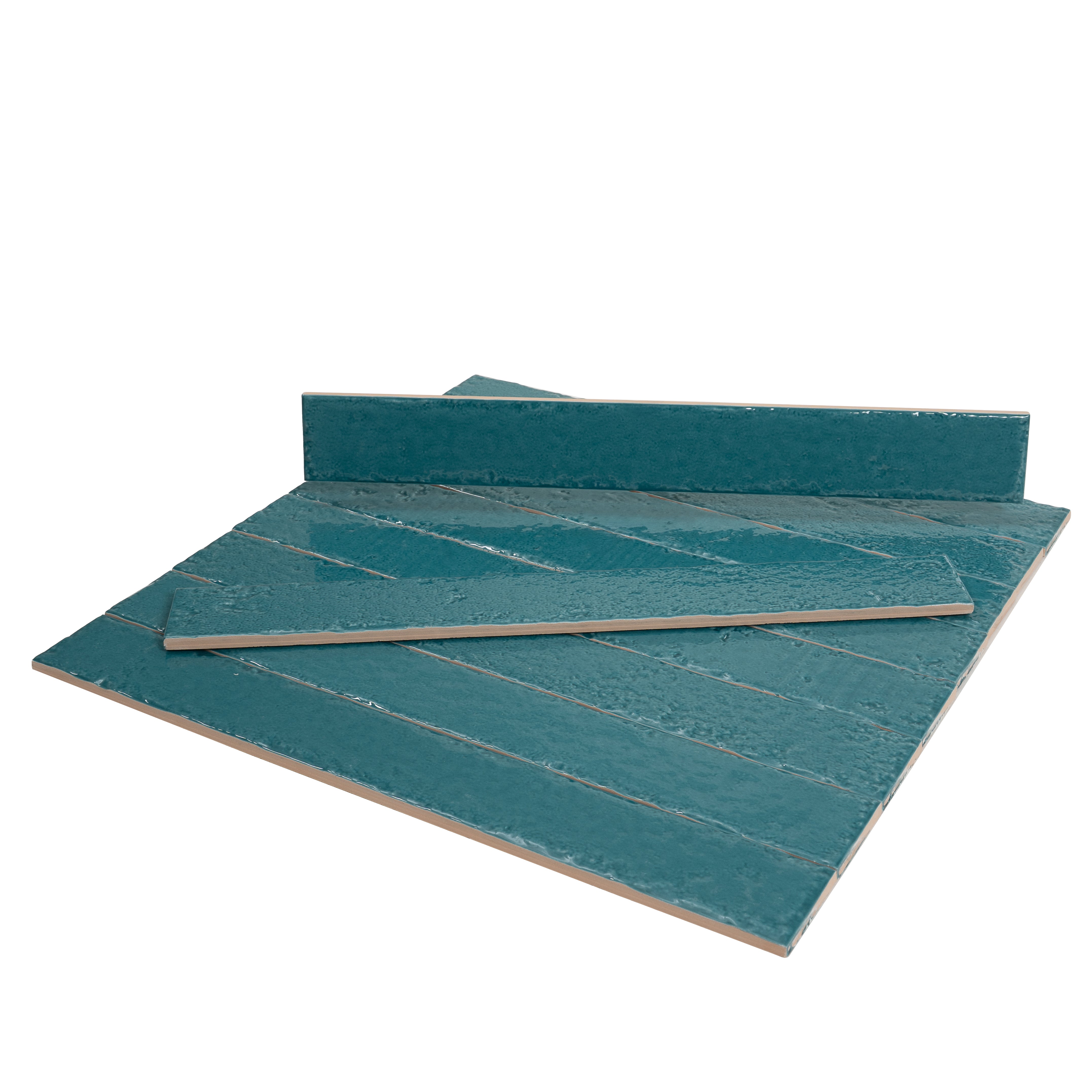 Tropical Teal 2x16 Glossy Zellige Subway Ceramic Tile (50 pack