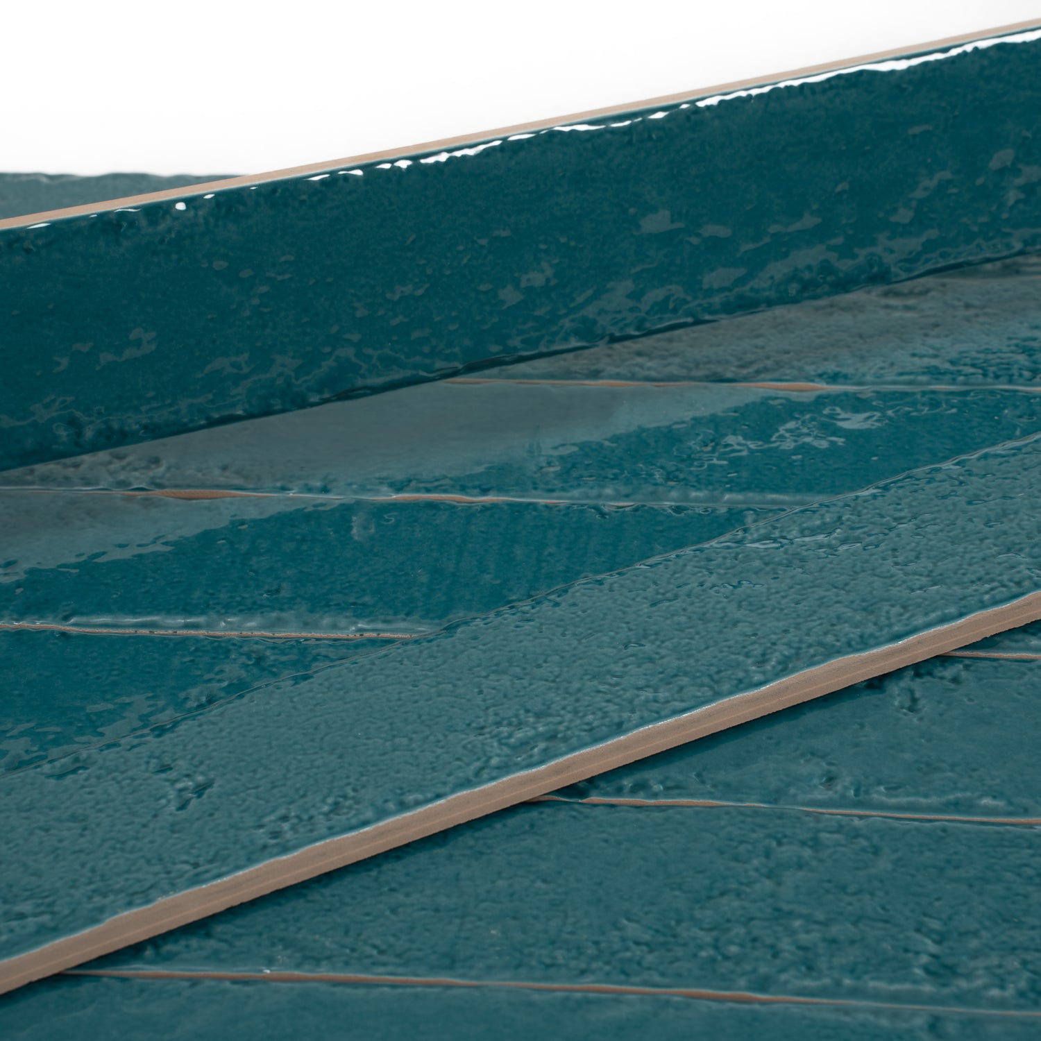 Tropical Teal 2x16 Glossy Zellige Subway Ceramic Tile (50 pack, 10.76 sq ft/case)