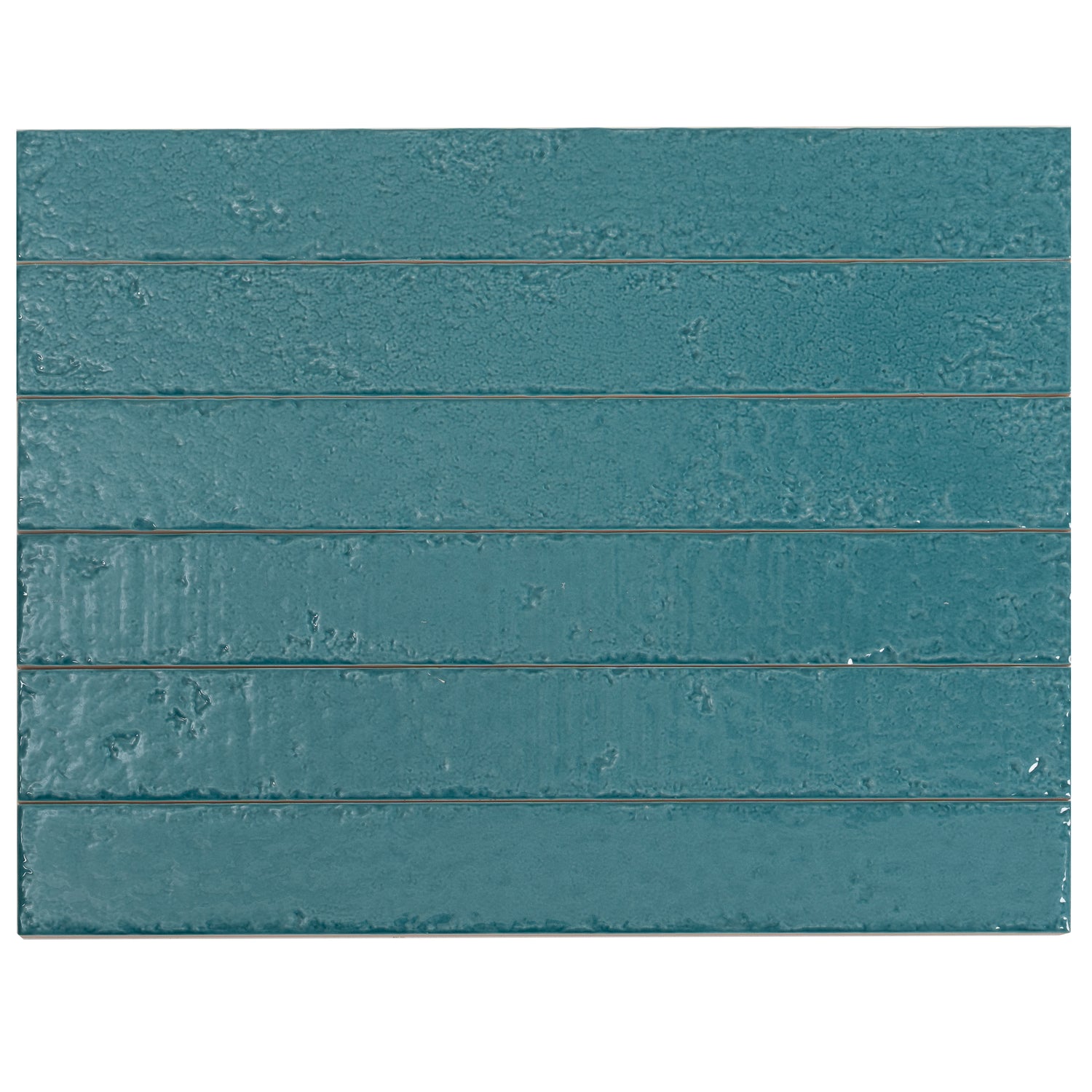 Tropical Teal 2x16 Glossy Zellige Subway Ceramic Tile (50 pack, 10.76 sq ft/case)