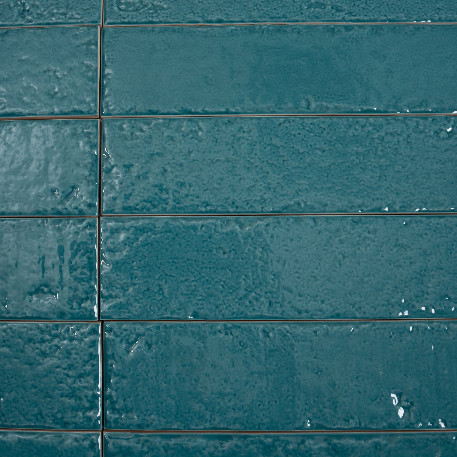 Tropical Teal 2x16 Glossy Zellige Subway Ceramic Tile (50 pack, 10.76 sq ft/case)