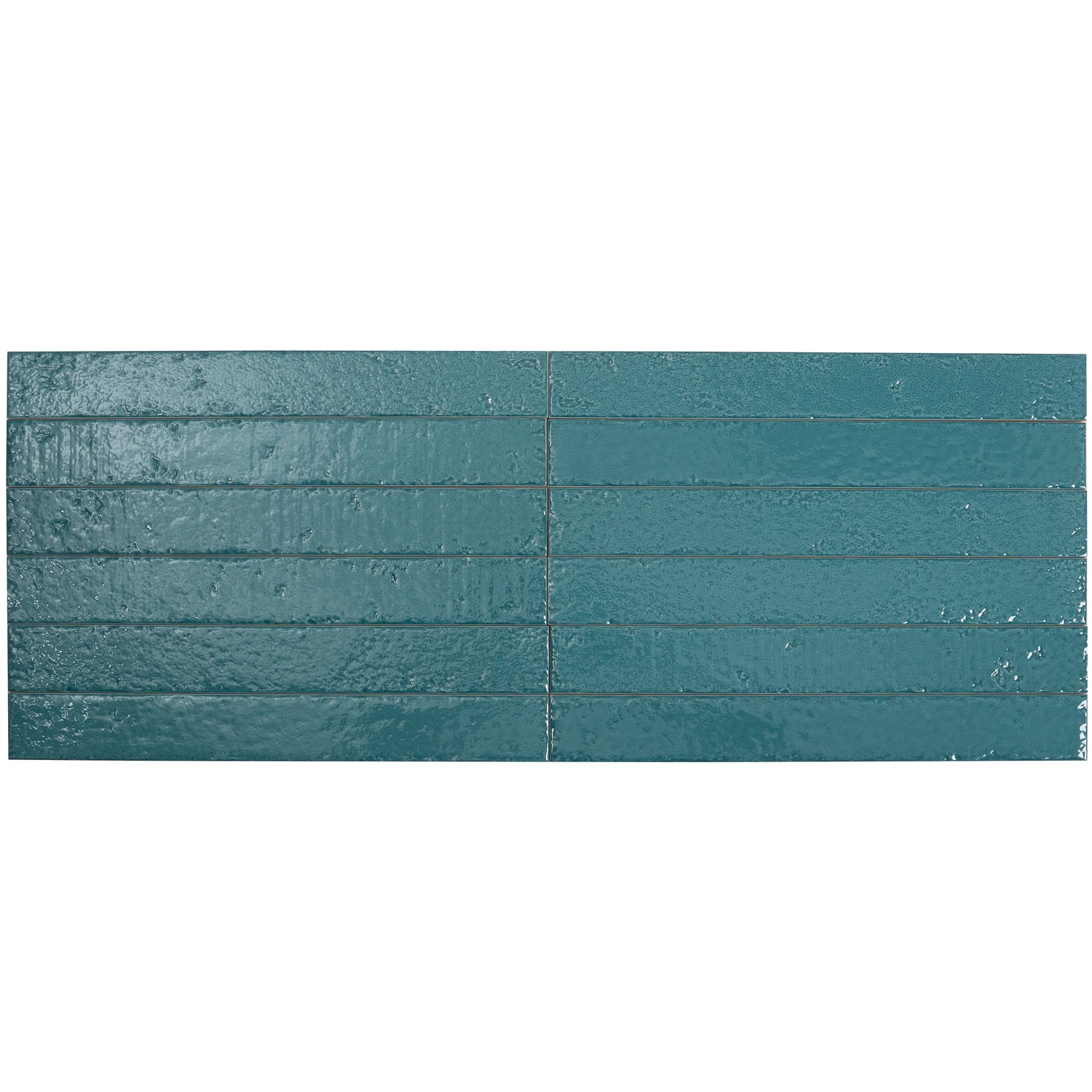 Tropical Teal 2x16 Glossy Zellige Subway Ceramic Tile (50 pack, 10.76 sq ft/case)