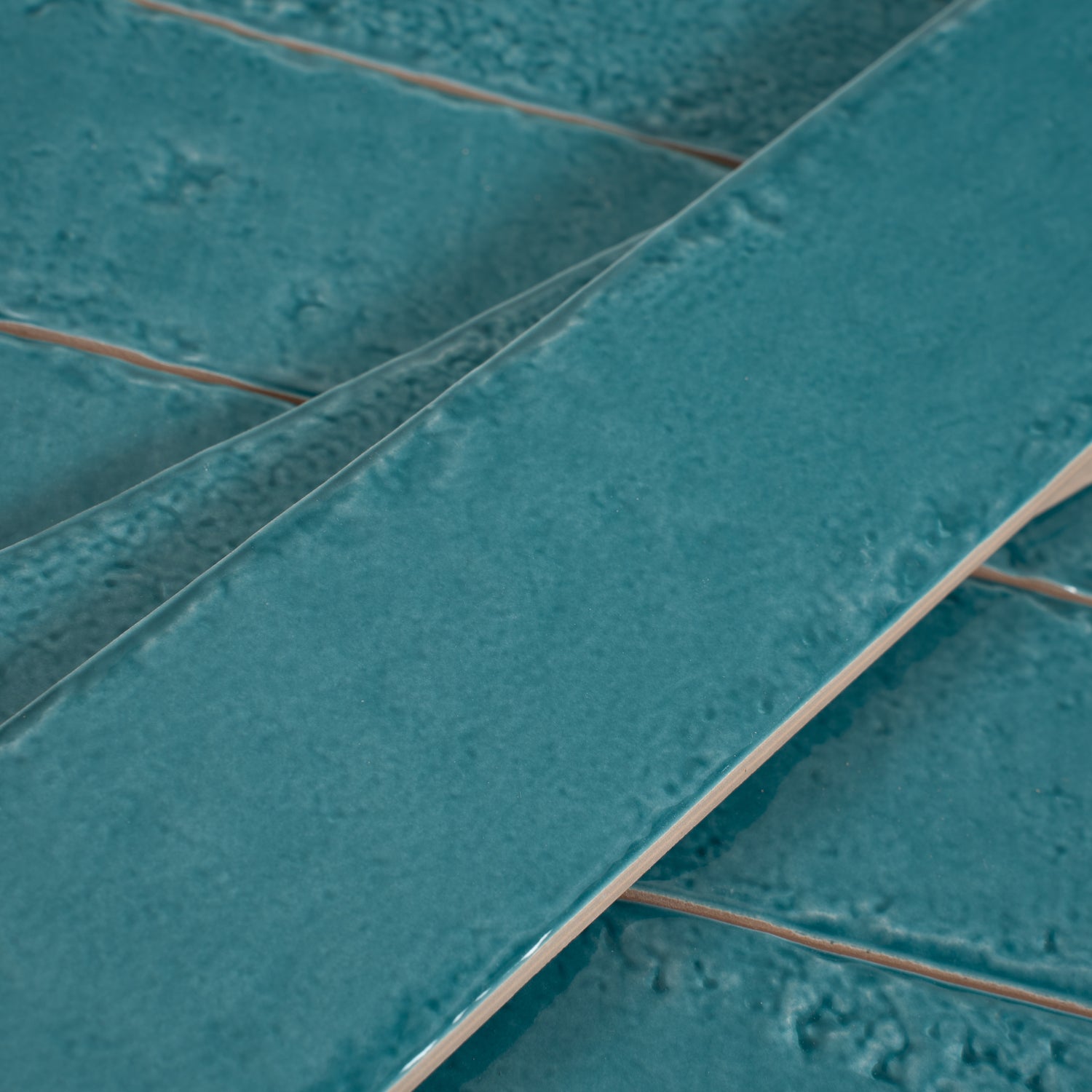 Tropical Teal 2x16 Glossy Zellige Subway Ceramic Tile (50 pack, 10.76 sq ft/case)