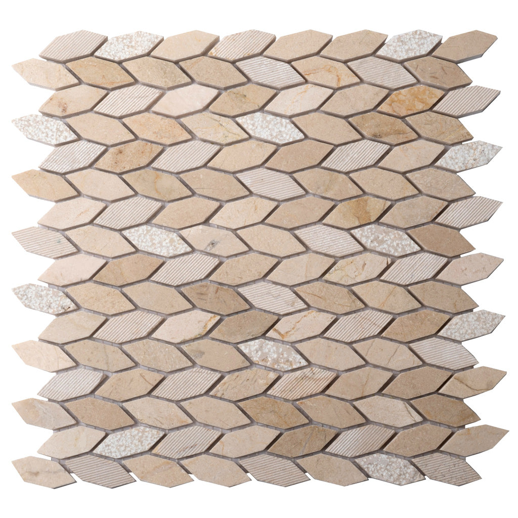Beige 12x12 Polished Etched Hexagon Marble Mosaic Tile (5 pack, 4.92 sq ft/case) - Sample