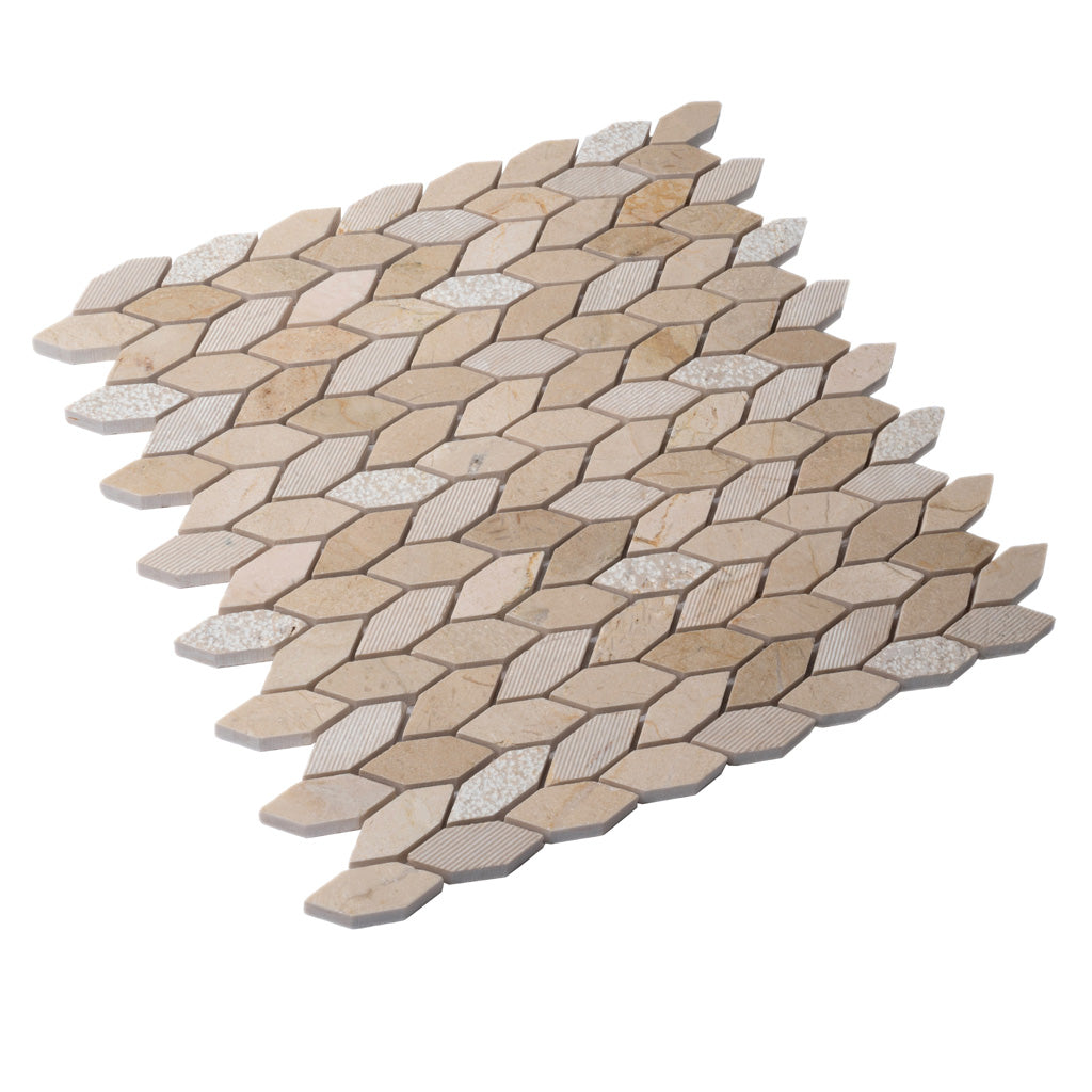 Beige 12x12 Polished Etched Hexagon Marble Mosaic Tile (5 pack, 4.92 sq ft/case) - Sample