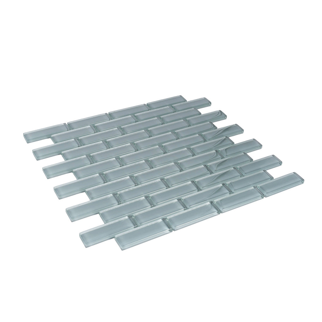 Stone Blue 12x12 Glossy Brick Glass Mosaic Tile (5 pack, 4.92 sq ft/case) - Sample