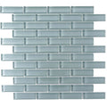 Sample - Stone Blue 12x12 Glossy Brick Glass Mosaic Tile (5 pack, 4.92 sq ft/case)