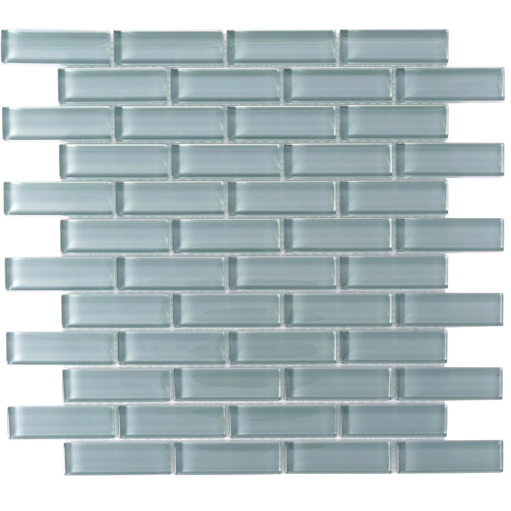 Stone Blue 12x12 Glossy Brick Glass Mosaic Tile (5 pack, 4.92 sq ft/case) - Sample