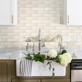 Sample - Chiffon White 12x12 Glossy Brick Glass Mosaic Tile (5 pack, 4.83 sq ft/case)