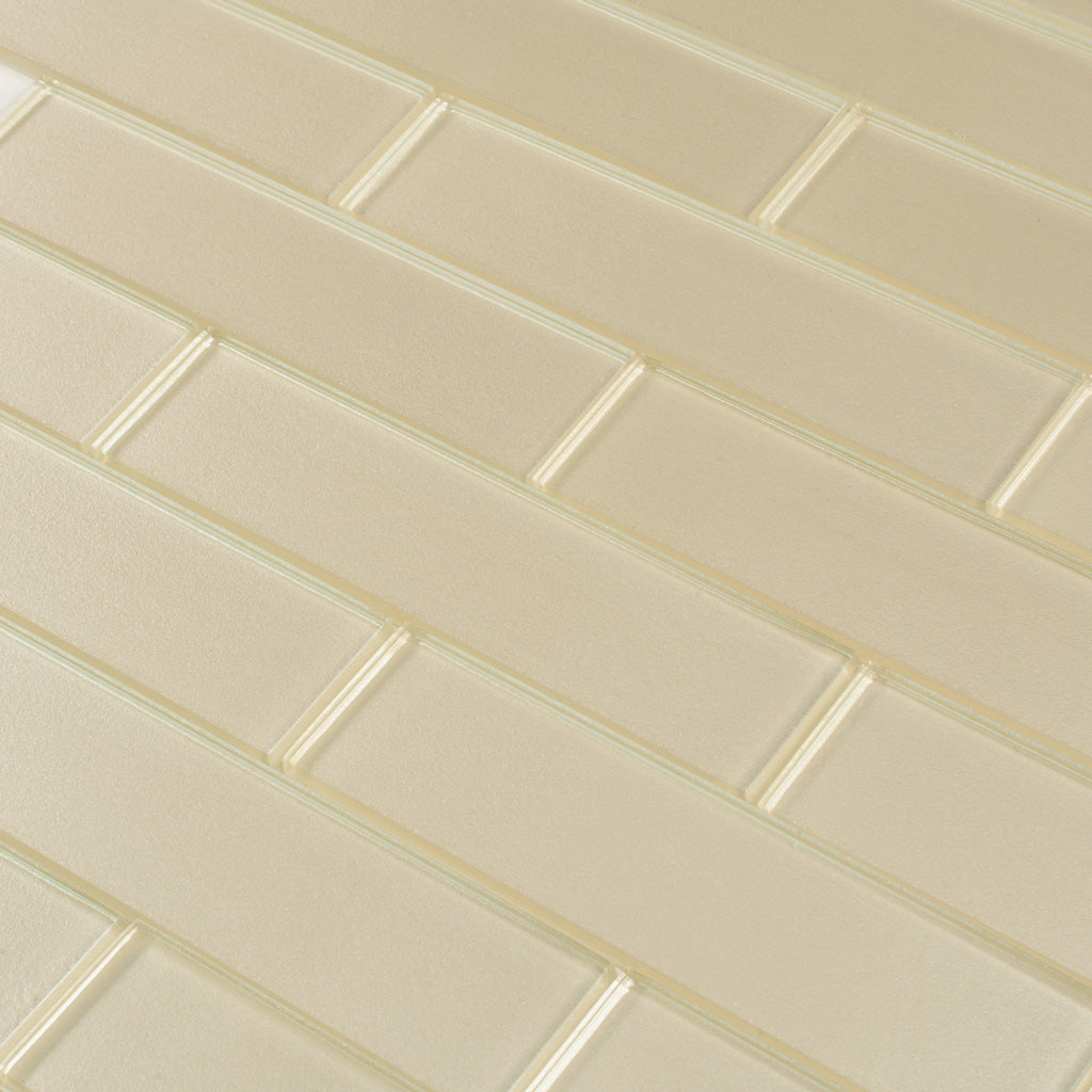 Chiffon White 12x12 Glossy Brick Glass Mosaic Tile (5 pack, 4.83 sq ft/case) - Sample