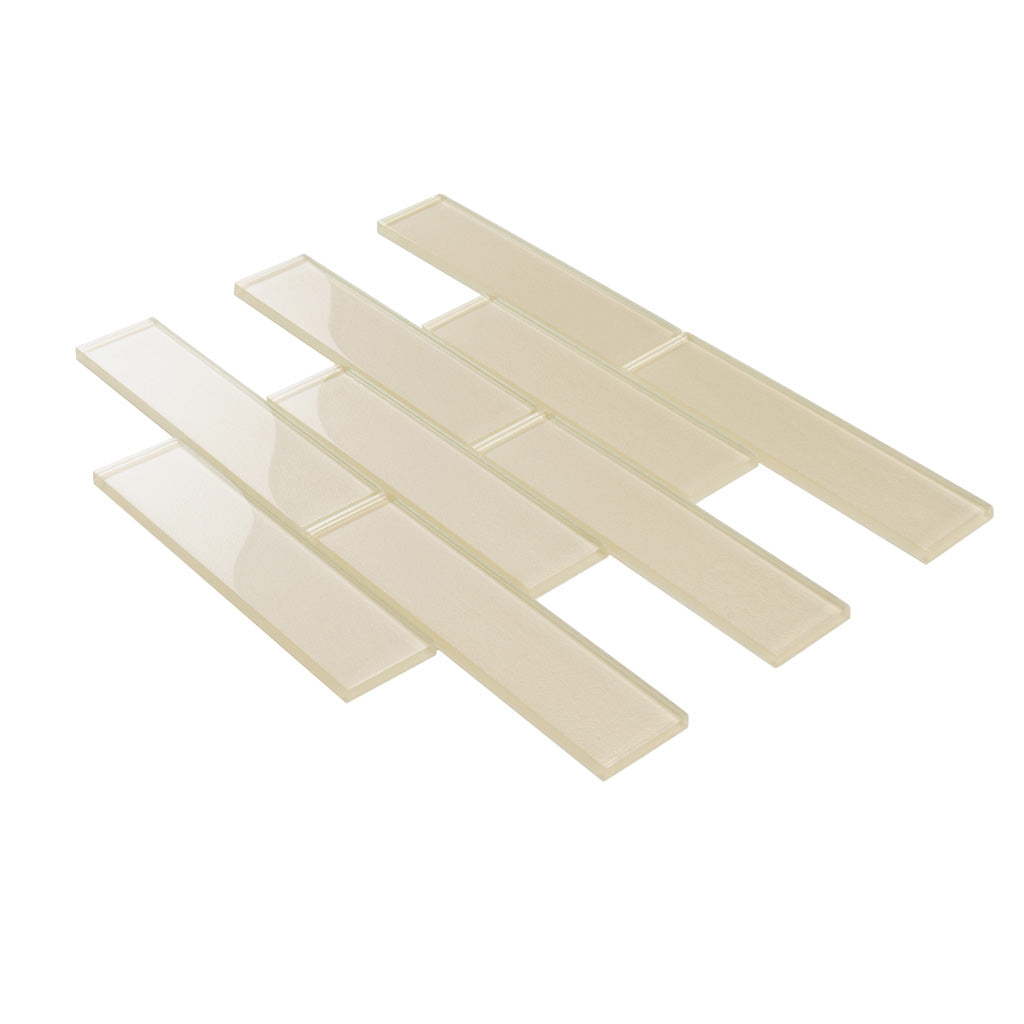 Chiffon White 12x12 Glossy Brick Glass Mosaic Tile (5 pack, 4.83 sq ft/case) - Sample