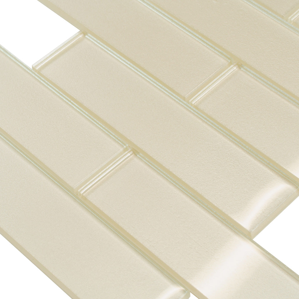 Chiffon White 12x12 Glossy Brick Glass Mosaic Tile (5 pack, 4.83 sq ft/case) - Sample