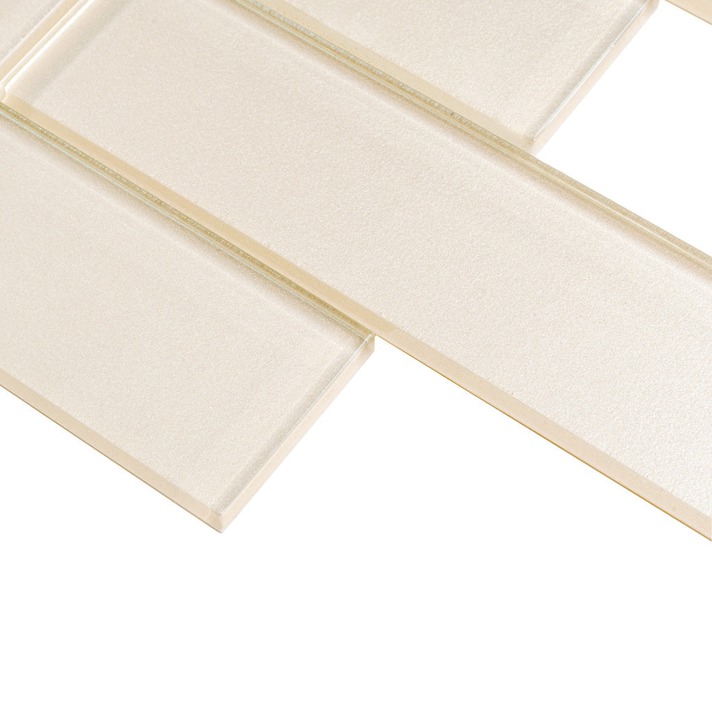 Lace White 12x12 Glossy Brick Glass Mosaic Tile (5 pack, 4.83 sq ft/case) - Sample