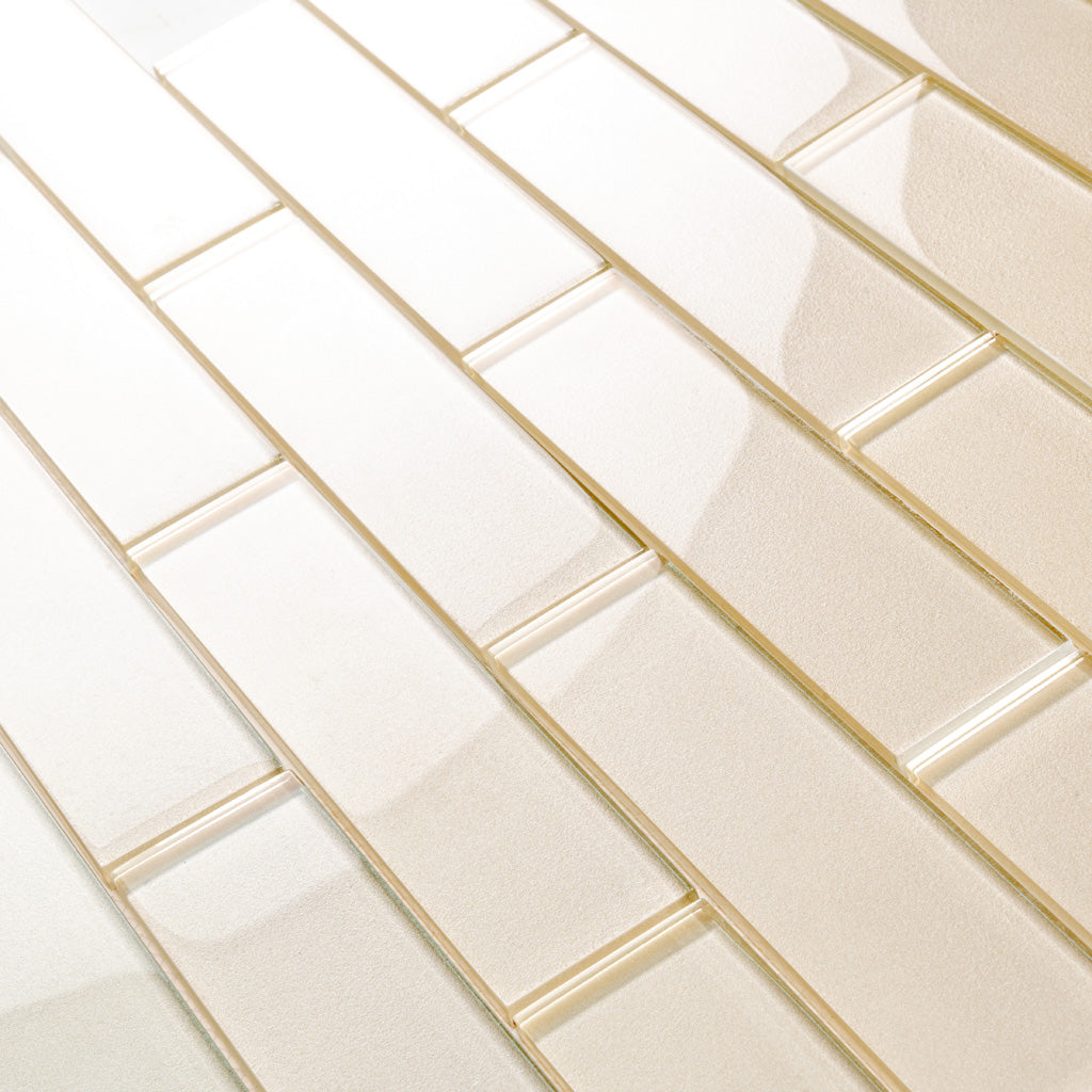 Lace White 12x12 Glossy Brick Glass Mosaic Tile (5 pack, 4.83 sq ft/case) - Sample