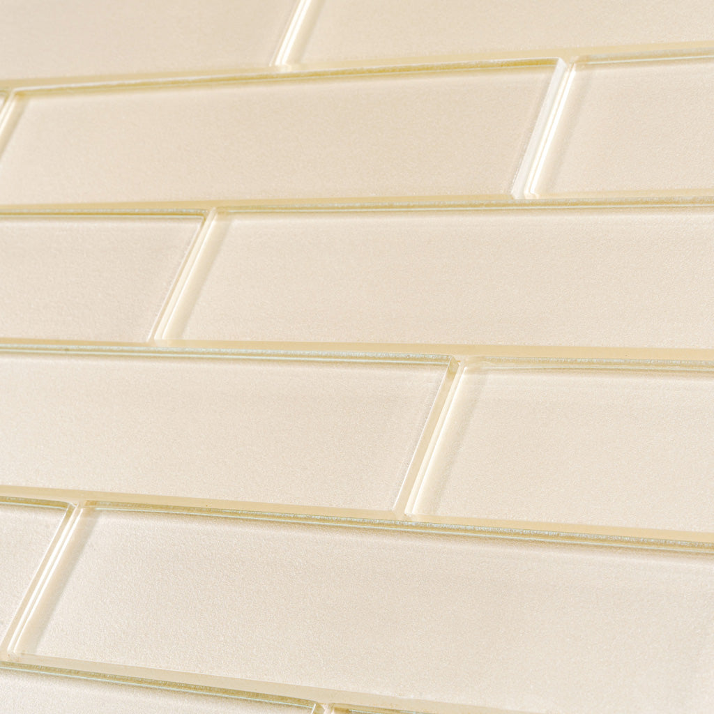 Lace White 12x12 Glossy Brick Glass Mosaic Tile (5 pack, 4.83 sq ft/case) - Sample