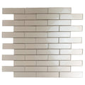 Sample - Fossil Gray 12x12 Glossy Brick Glass Mosaic Tile (5 pack, 4.83 sq ft/case)