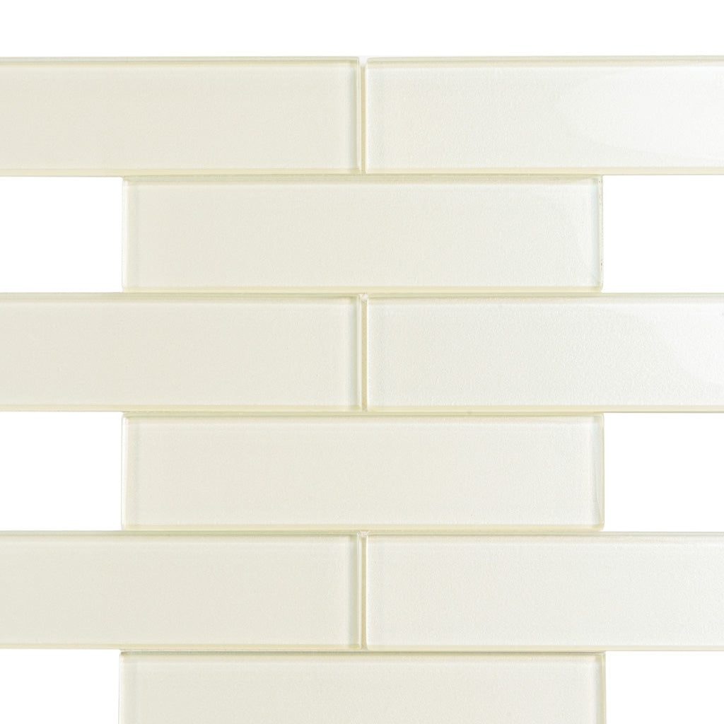 12 x 12 Powder White Polished Glass Mosaic Tile - Don't miss